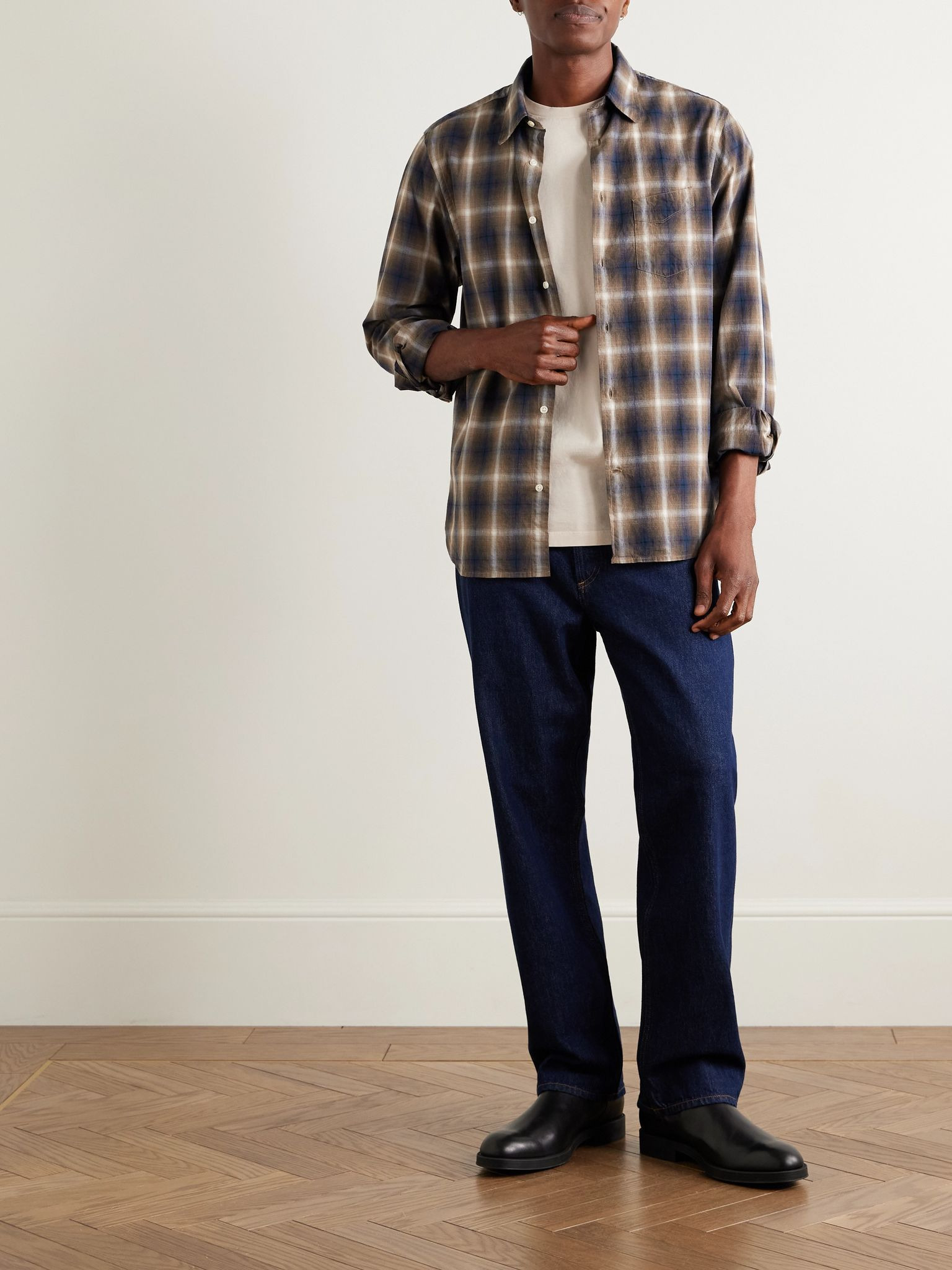 Benoit Checked Cotton-Flannel Shirt Brown - 2