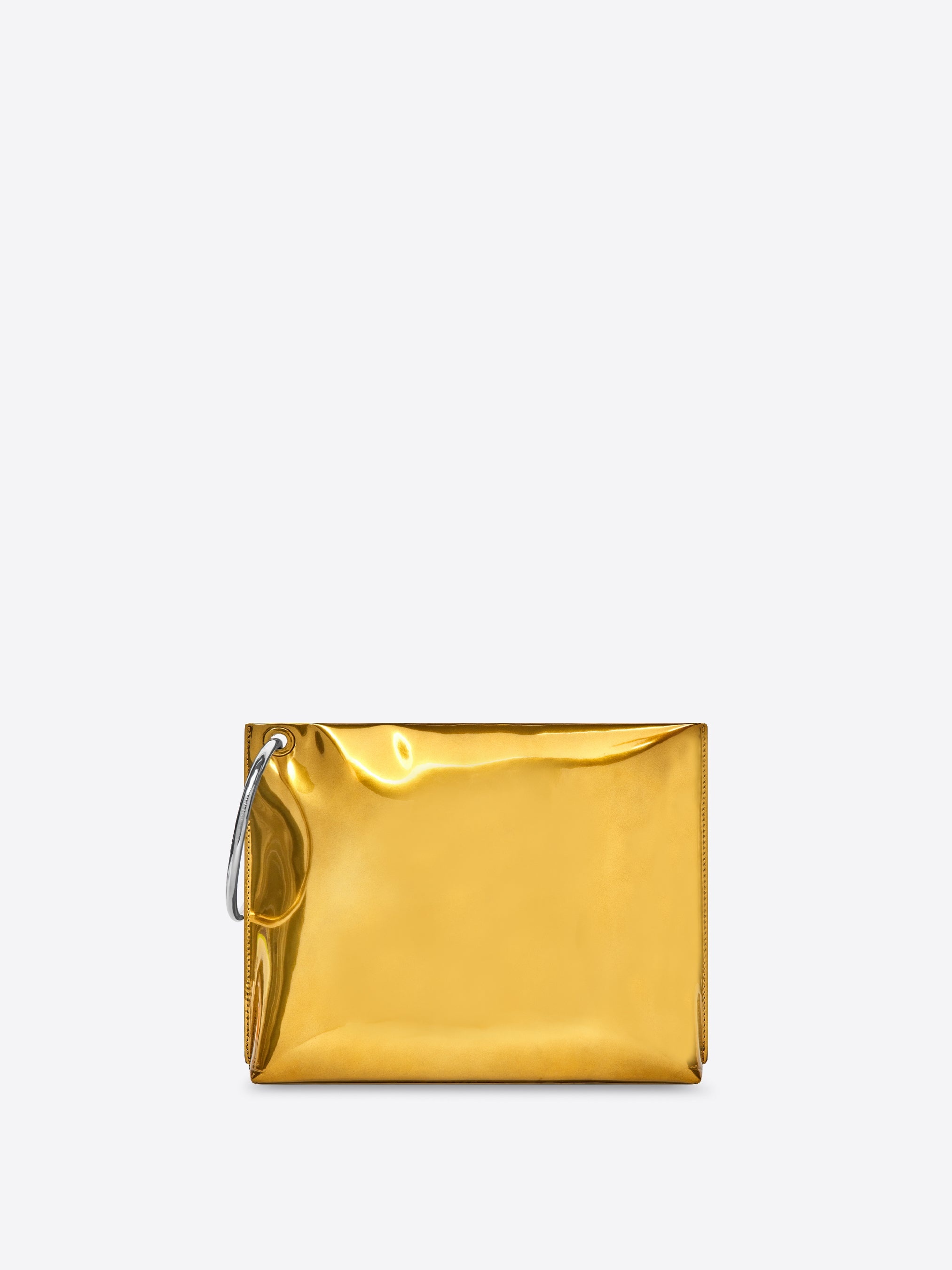 Dries Van Noten Metal Ring Leather Clutch Bag