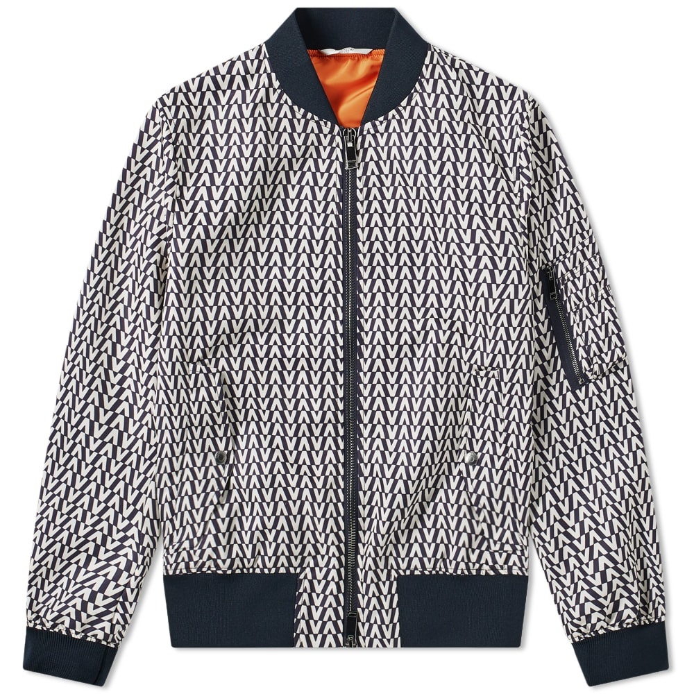 Valentino V Allover Pattern Nylon Bomber Jacket - 1