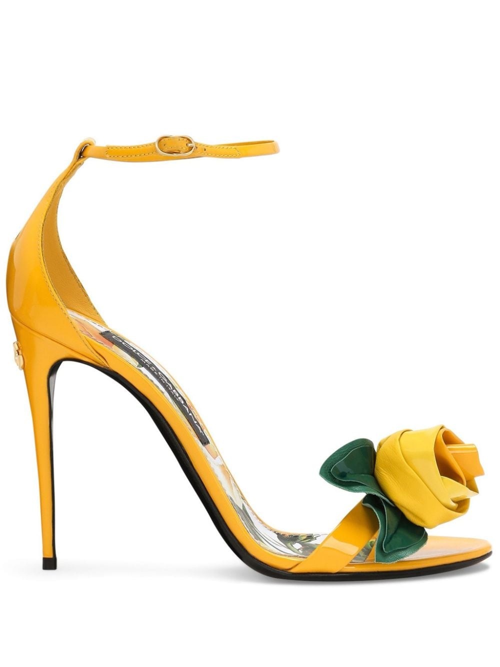 floral-appliquÃ© leather sandals - 1