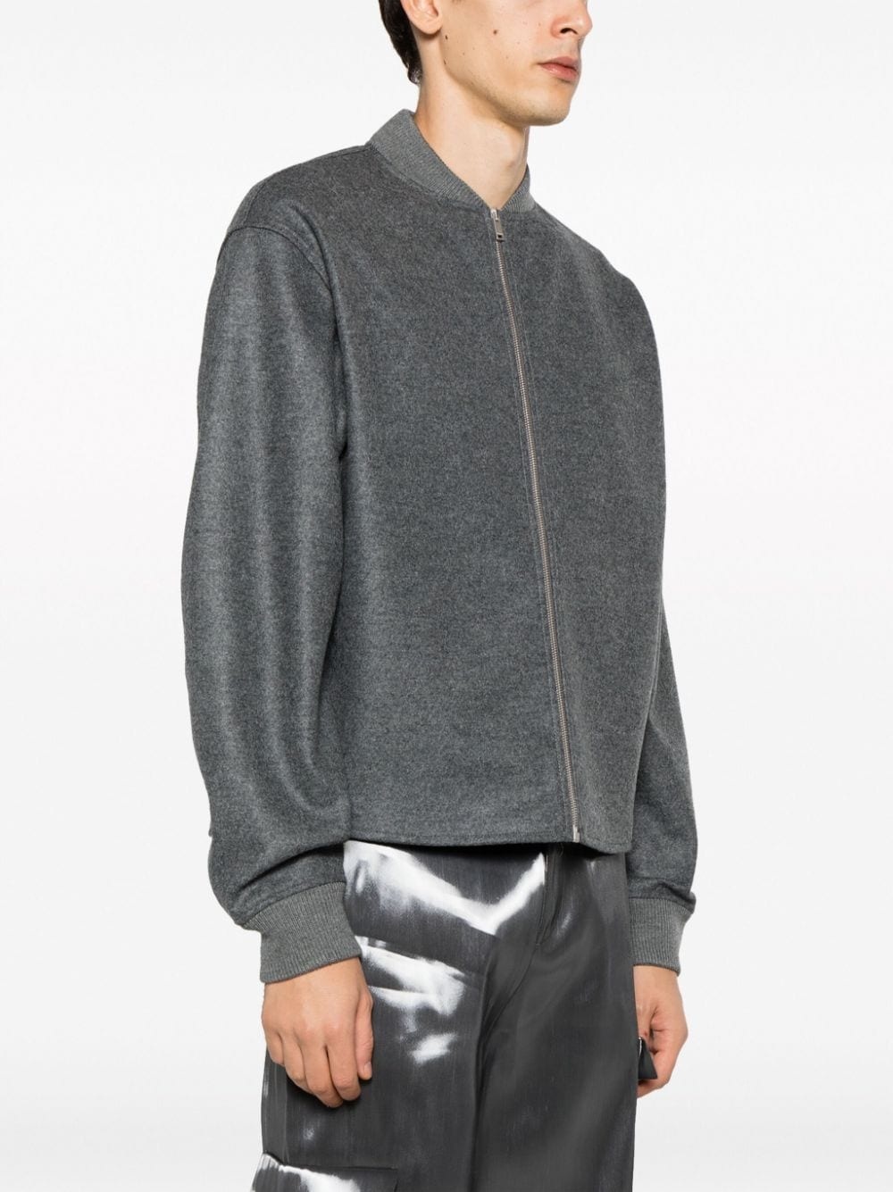 zip-up wool bomber jacket - 3