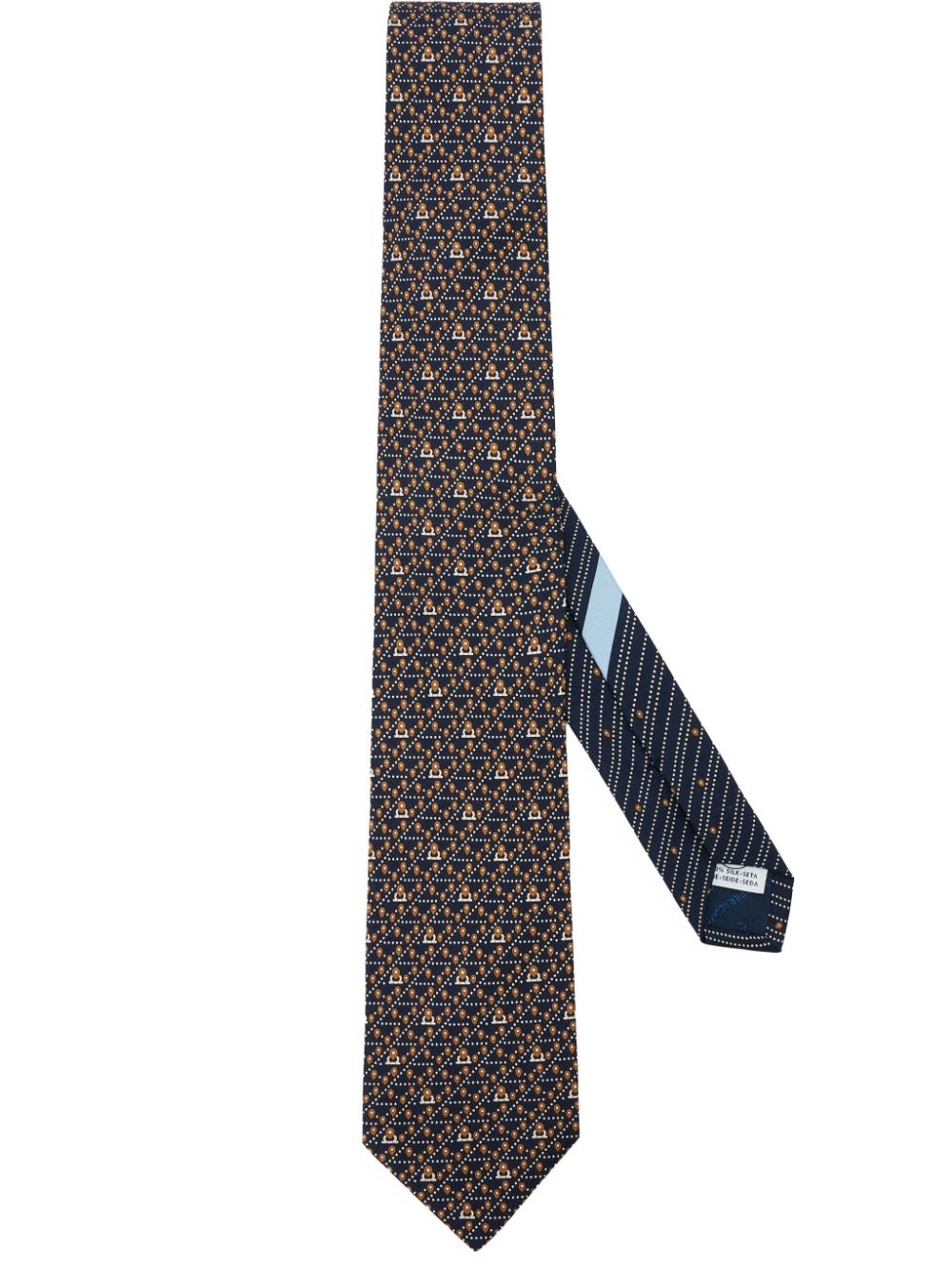 Tag-print silk tie - 1