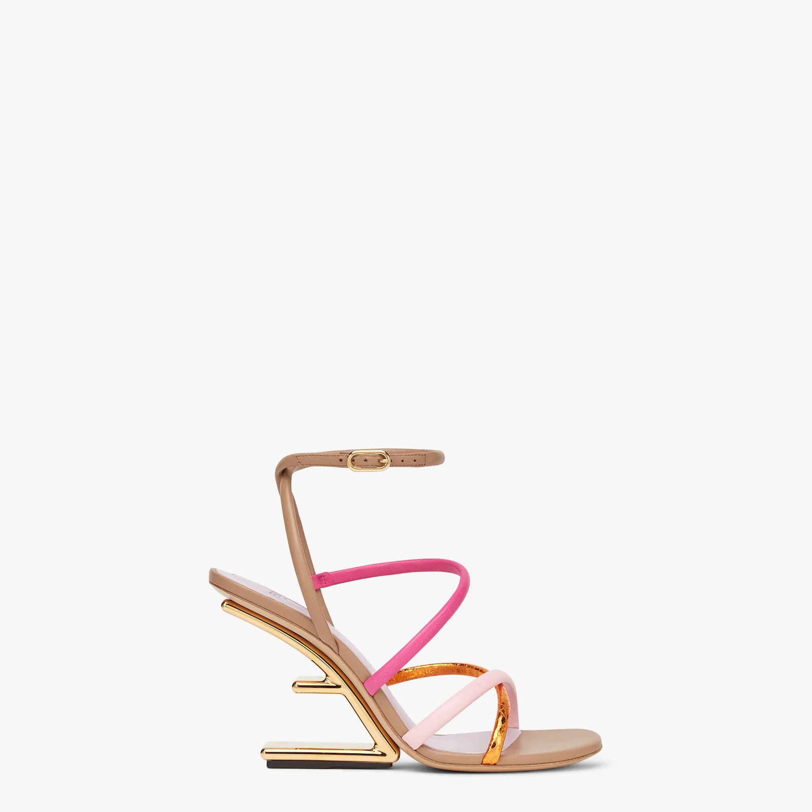 Pink nappa leather high-heeled sandals - 1