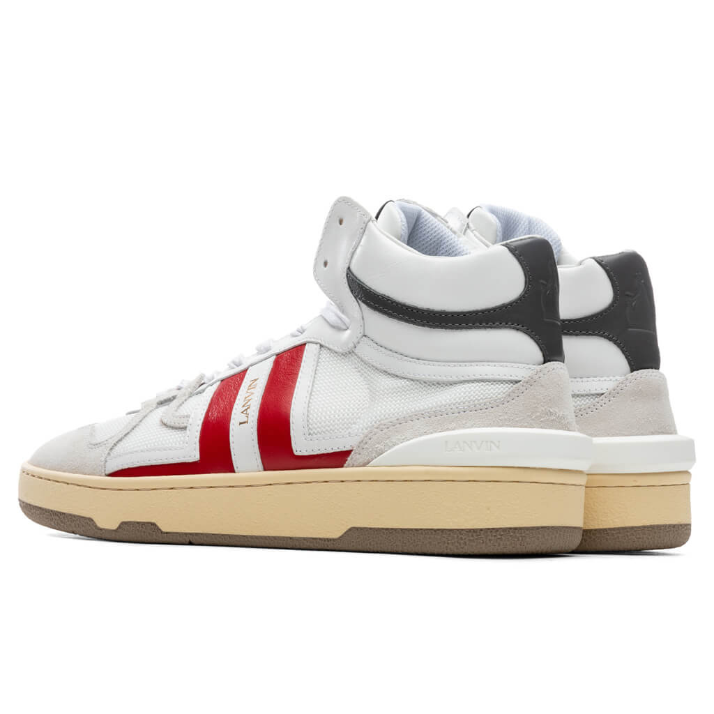 LANVIN CLAY HIGH TOP SNEAKERS - WHITE/RED - 3