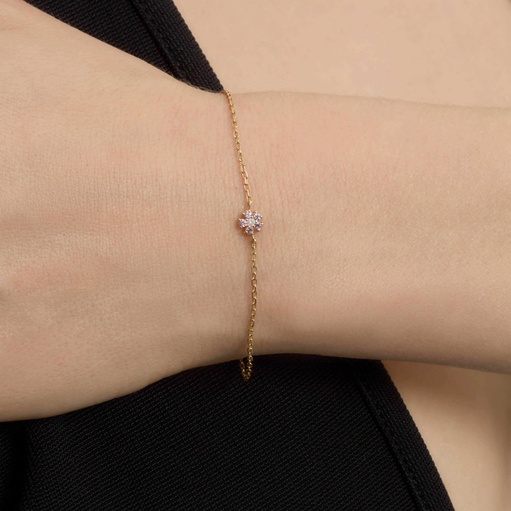 Pink Sapphire Flower Bracelet - 2