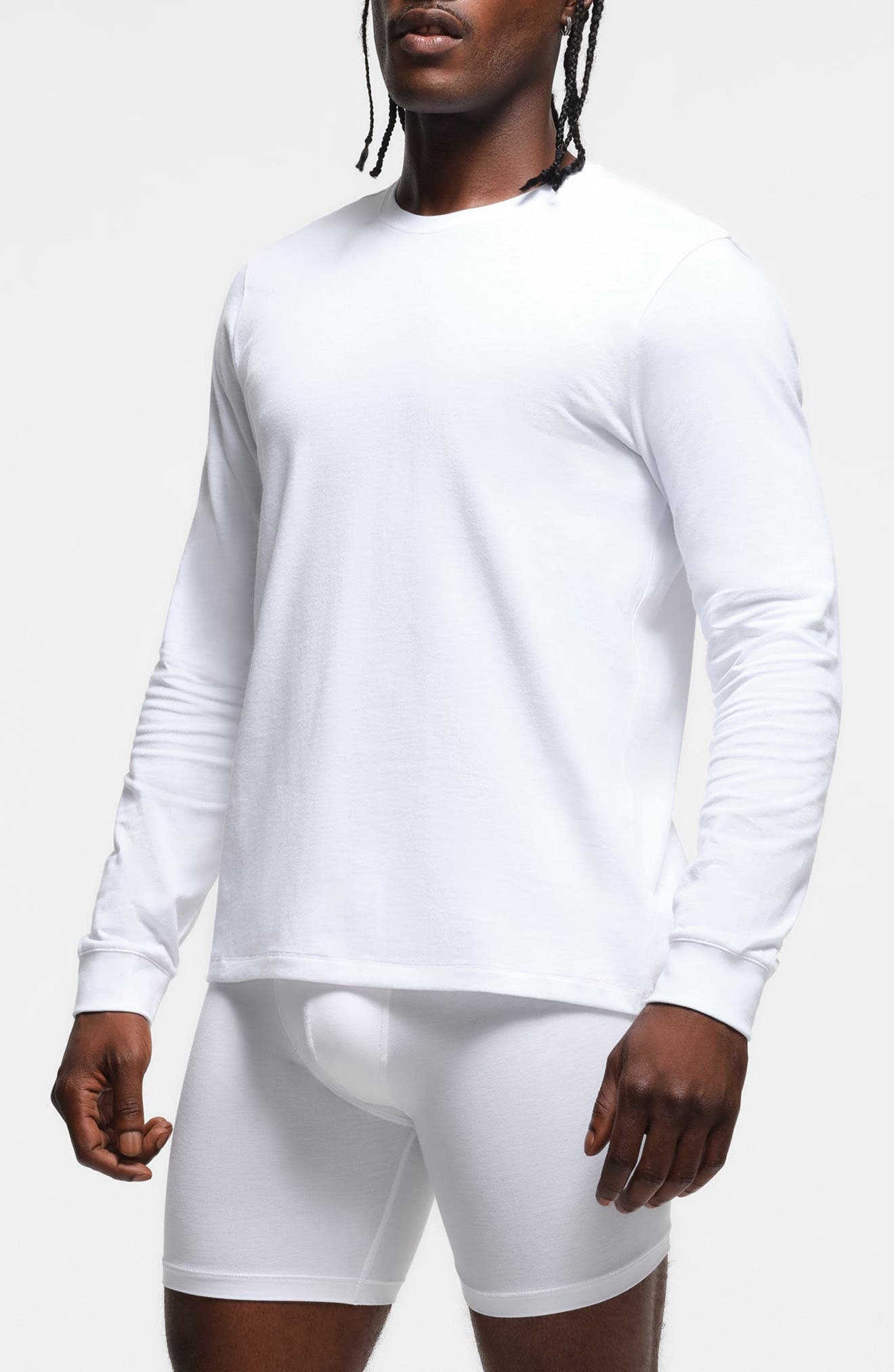 SKIMS Long Sleeve Cotton T-Shirt in Chalk at Nordstrom - 3