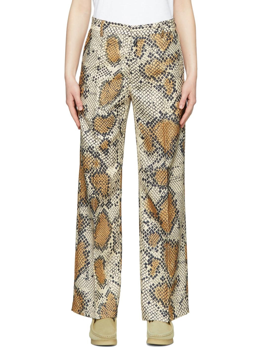 Beige Polyester Trousers - 1