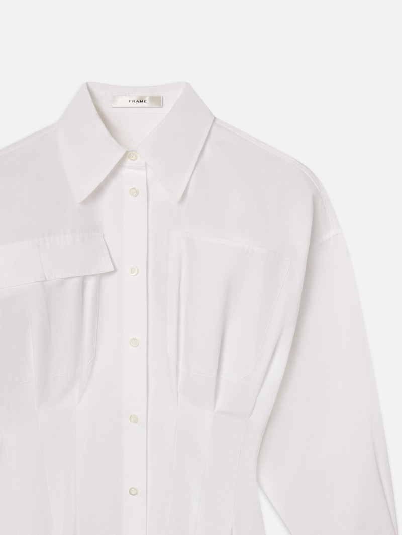 The Nipped Poplin Dress in White 3