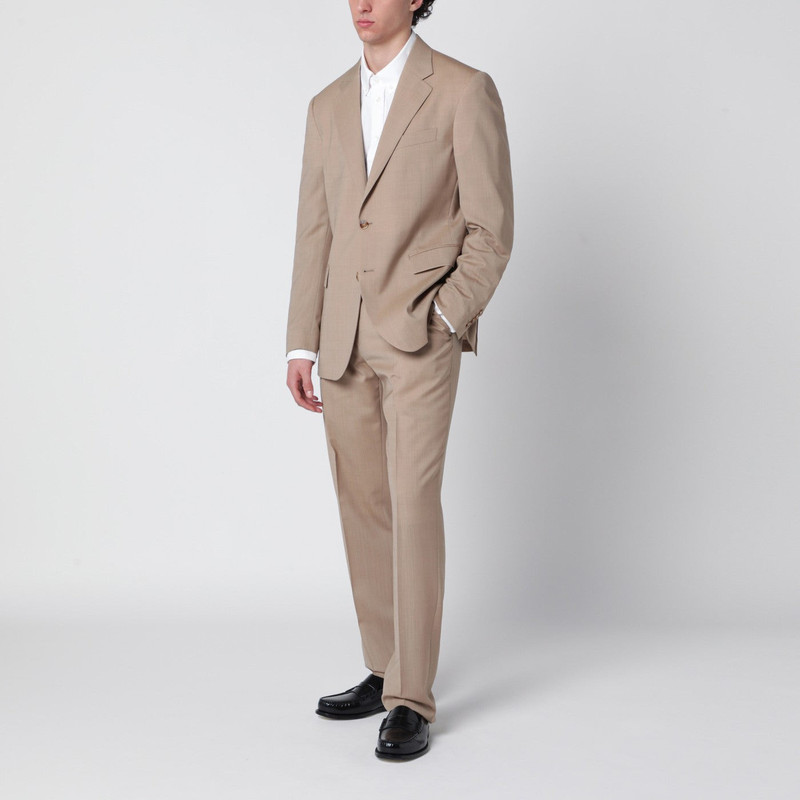 LARDINI Beige single-breasted linen suit outlook