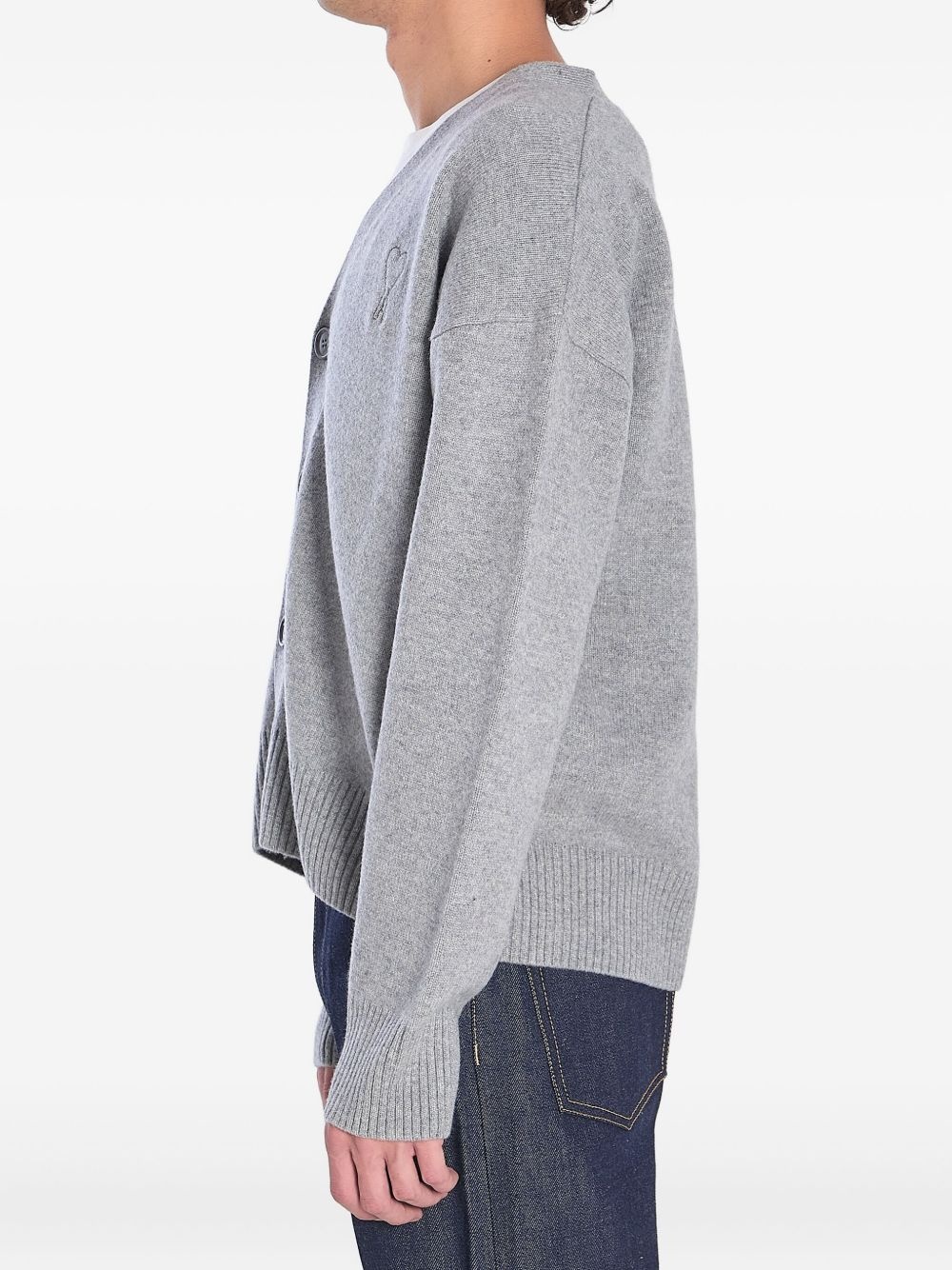 embroidered-logo button cardigan - 3