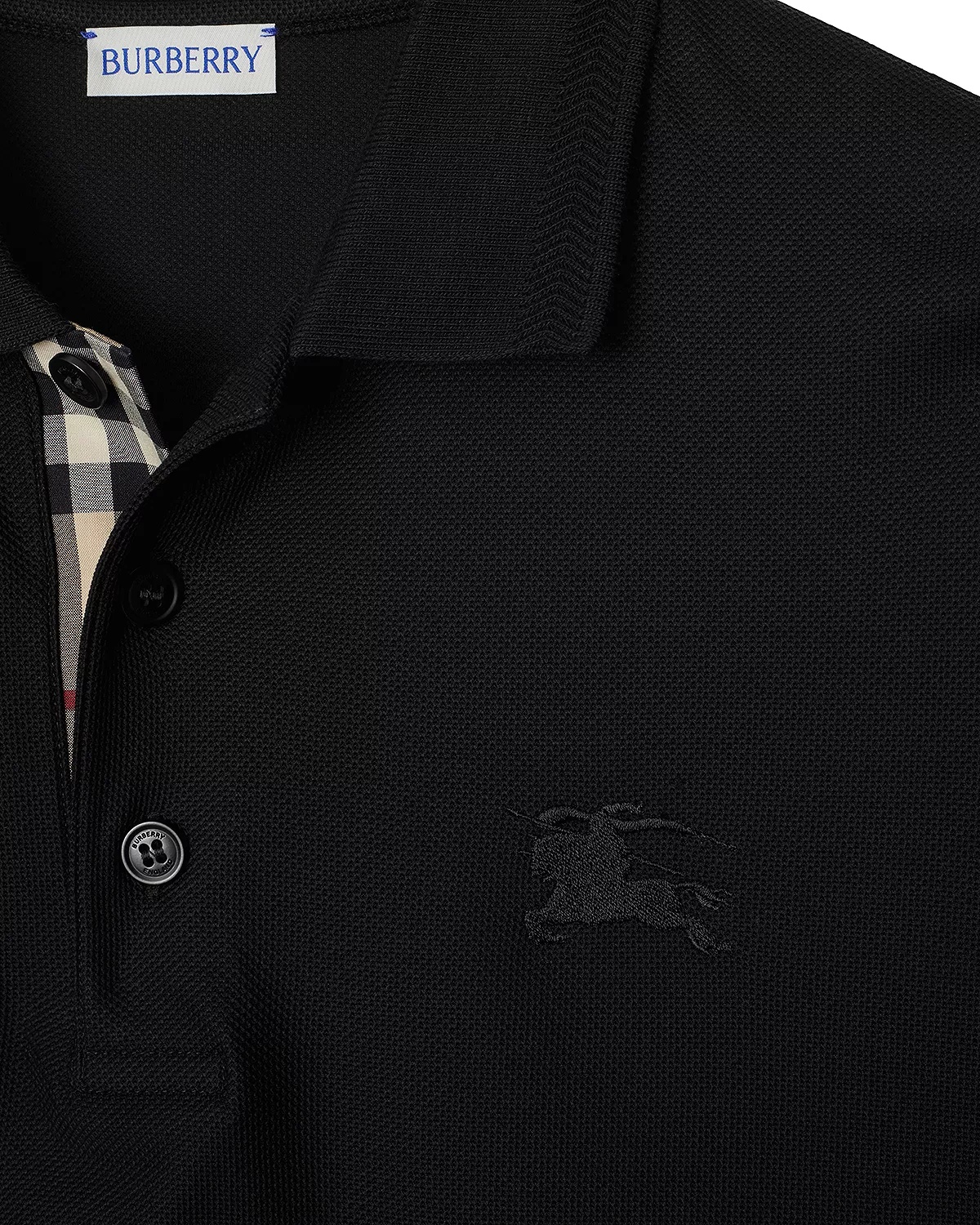 Eddie Cotton Piqué Equestrian Knight Embroidered Slim Fit Check Placket Polo Shirt - 4