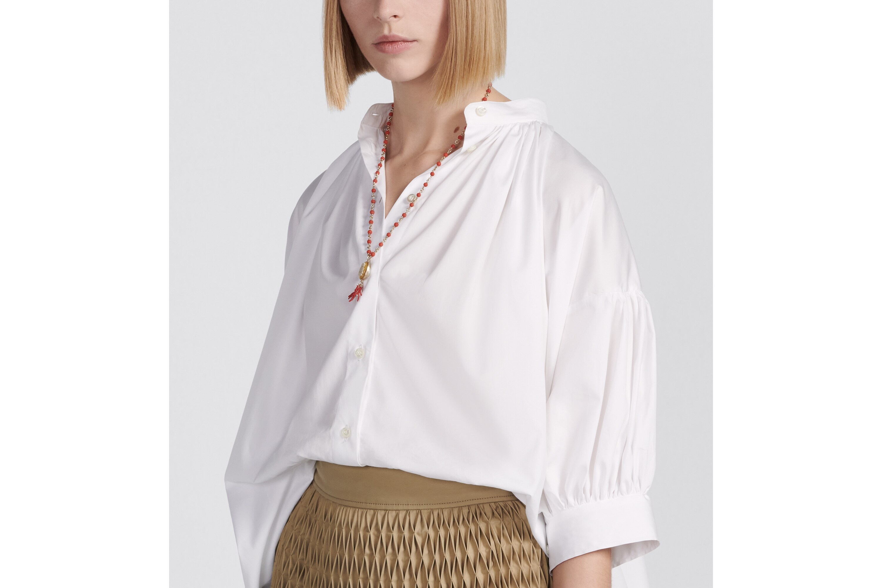 Three-Quarter Sleeve Pleated Blouse - 7