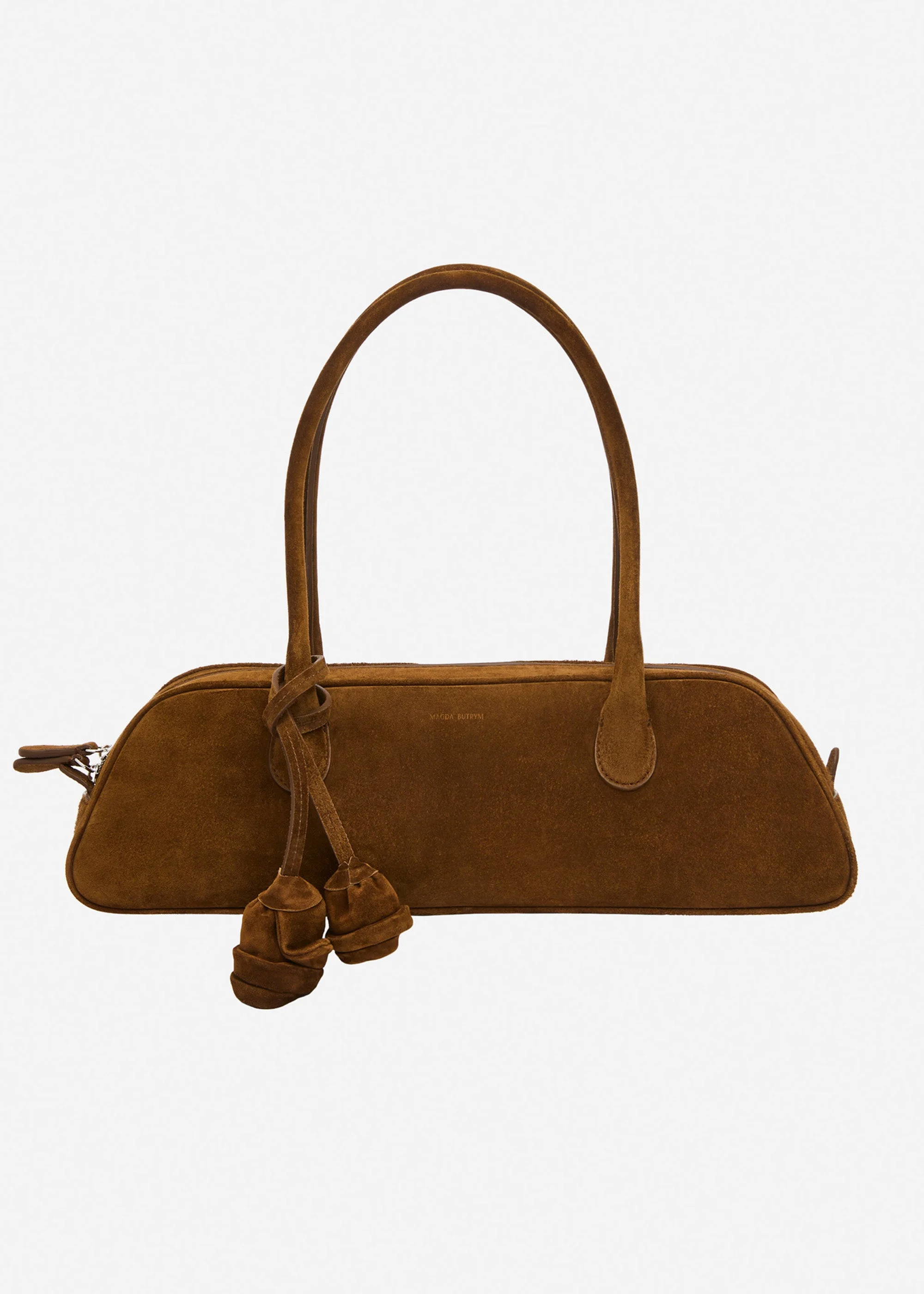 Brigitte trapeze in camel suede with flower charm - 1