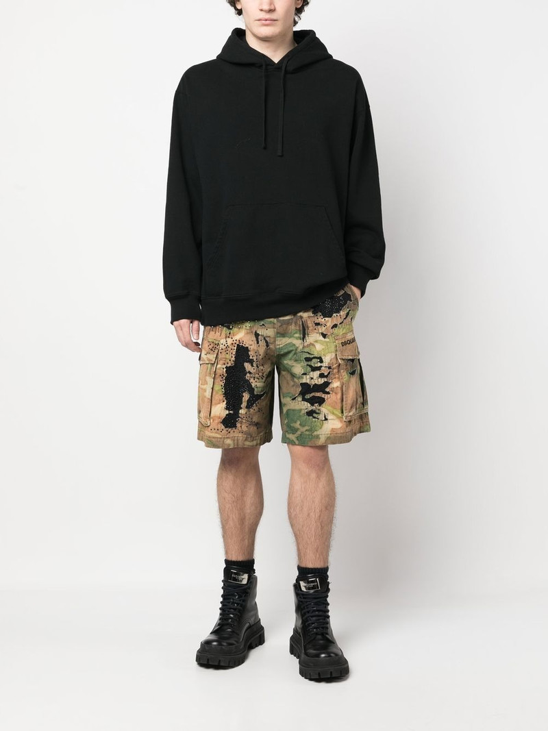DSQUARED2 logo-print distressed shorts outlook