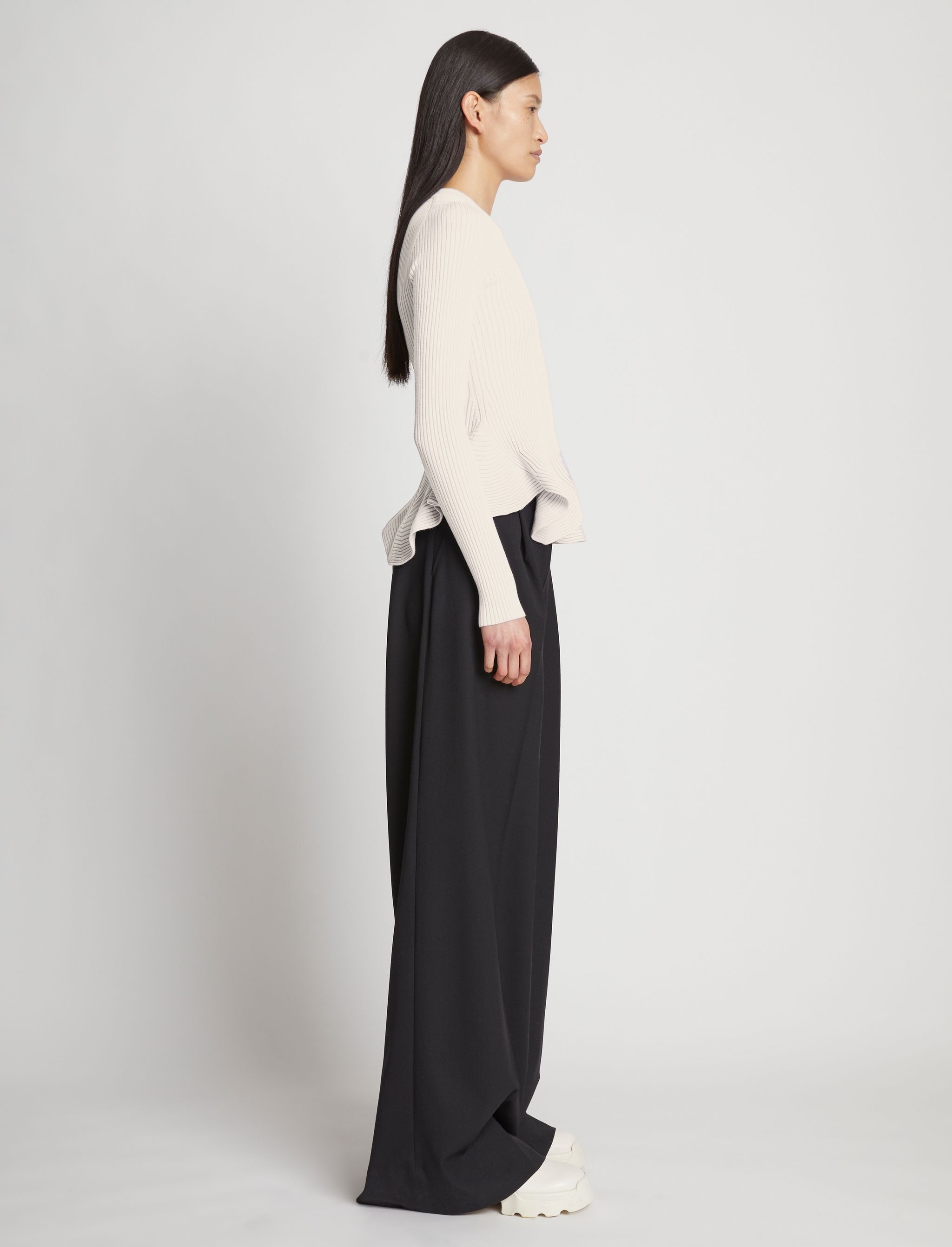 Fluted Rib Knit Peplum Sweater - 4