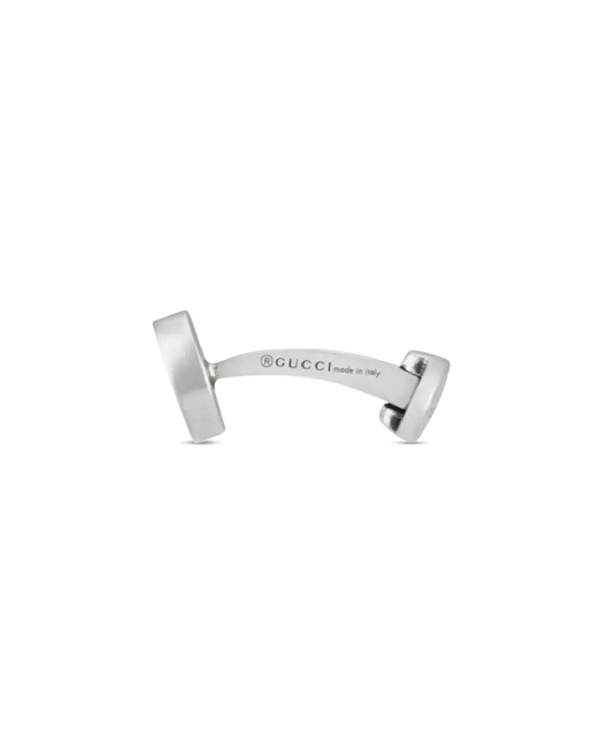 Sterling Silver Interlocked G Black Enamel Double G Logo Cufflinks - 2