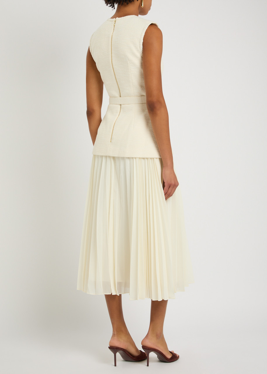Rebecca Vallance Jonie Layered Tweed and Chiffon Midi Dress - 3