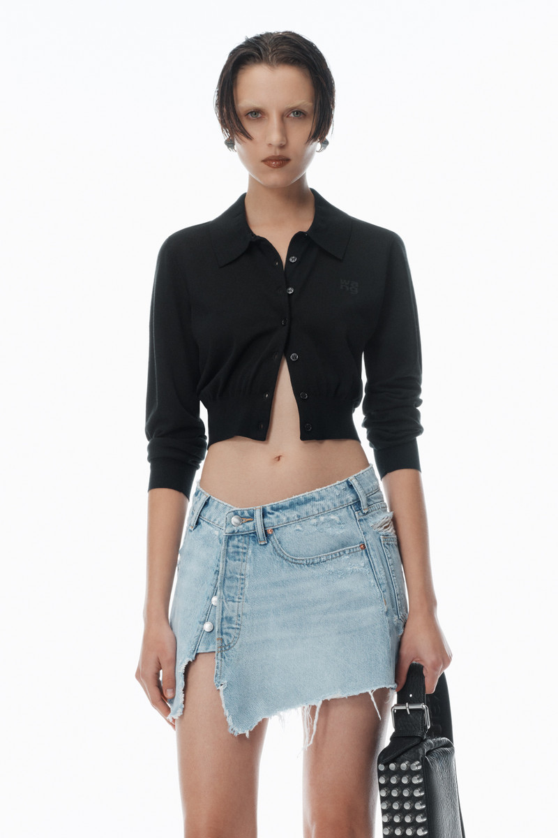 High-Frequency Stacked Logo Cardigan in Merino Wool 2