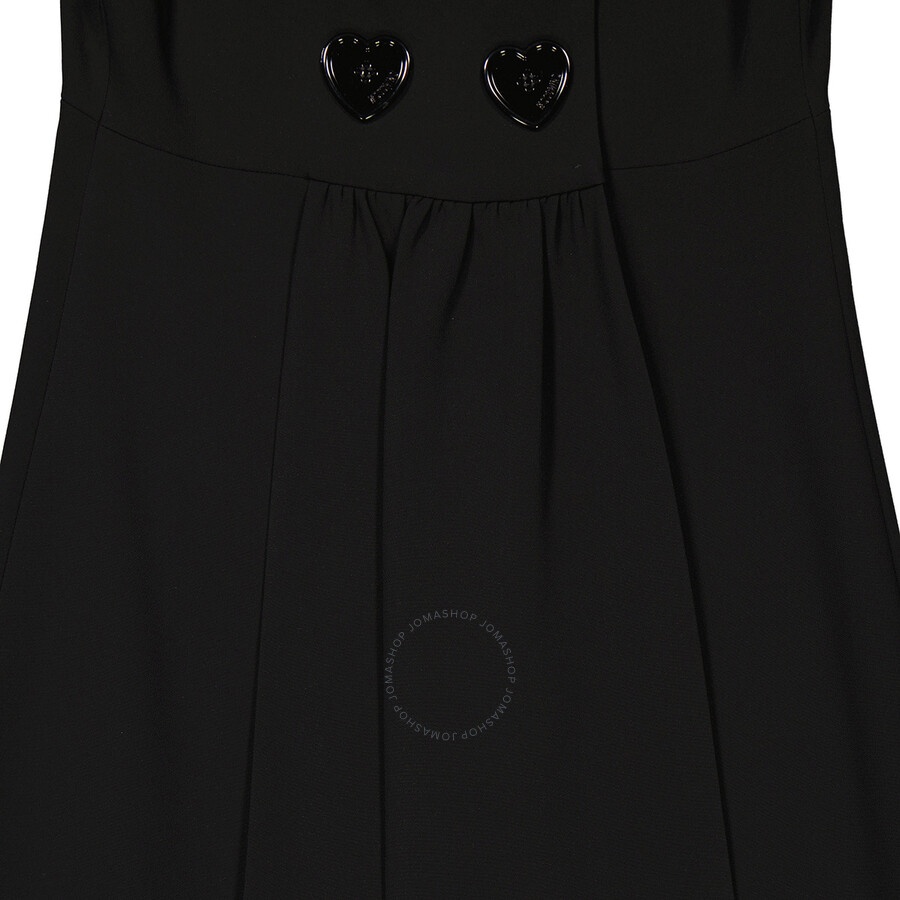 Moschino Ladies Black Sleeveless Heart-Button Detail Mini Dress - 8