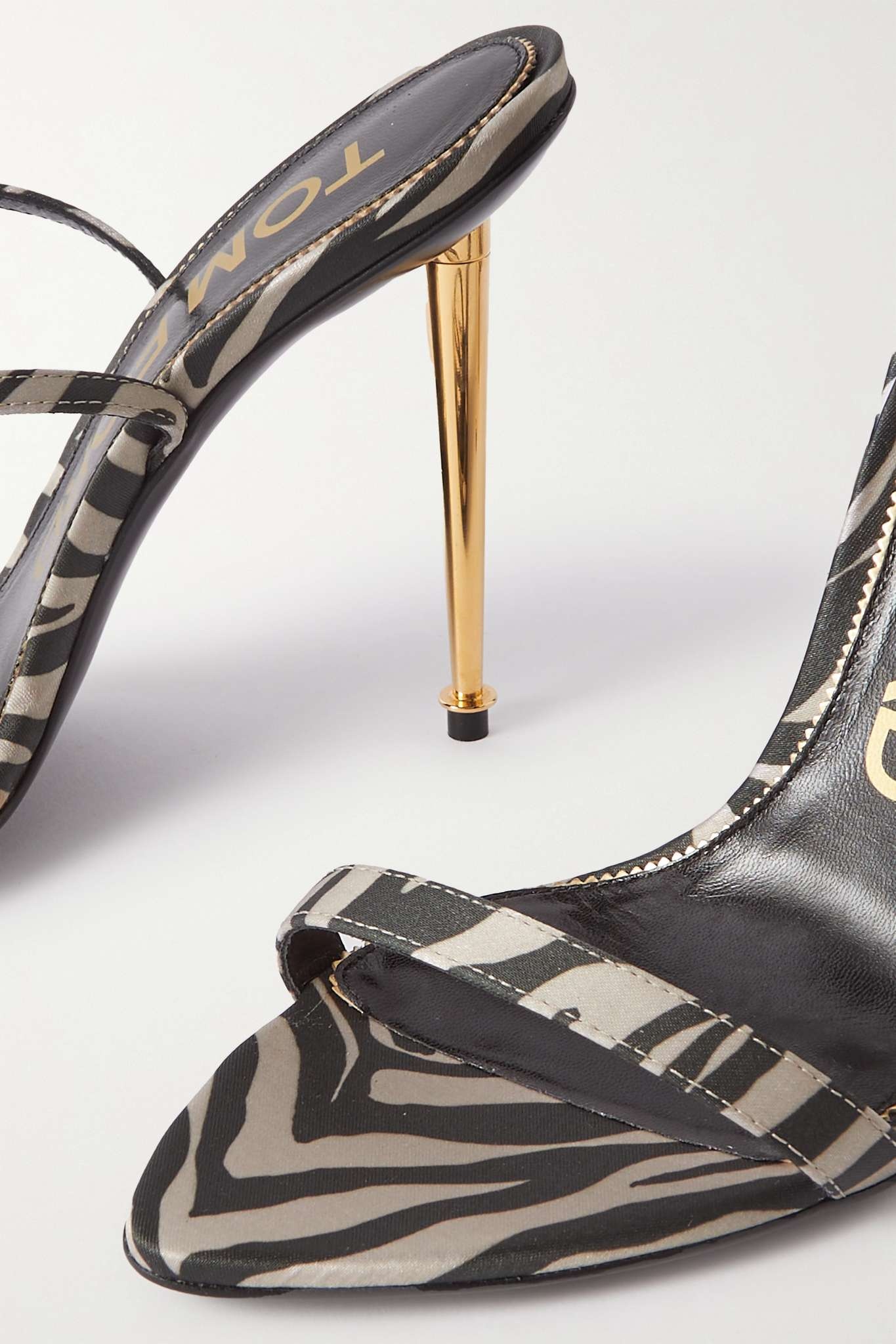 Padlock zebra-print satin sandals - 4