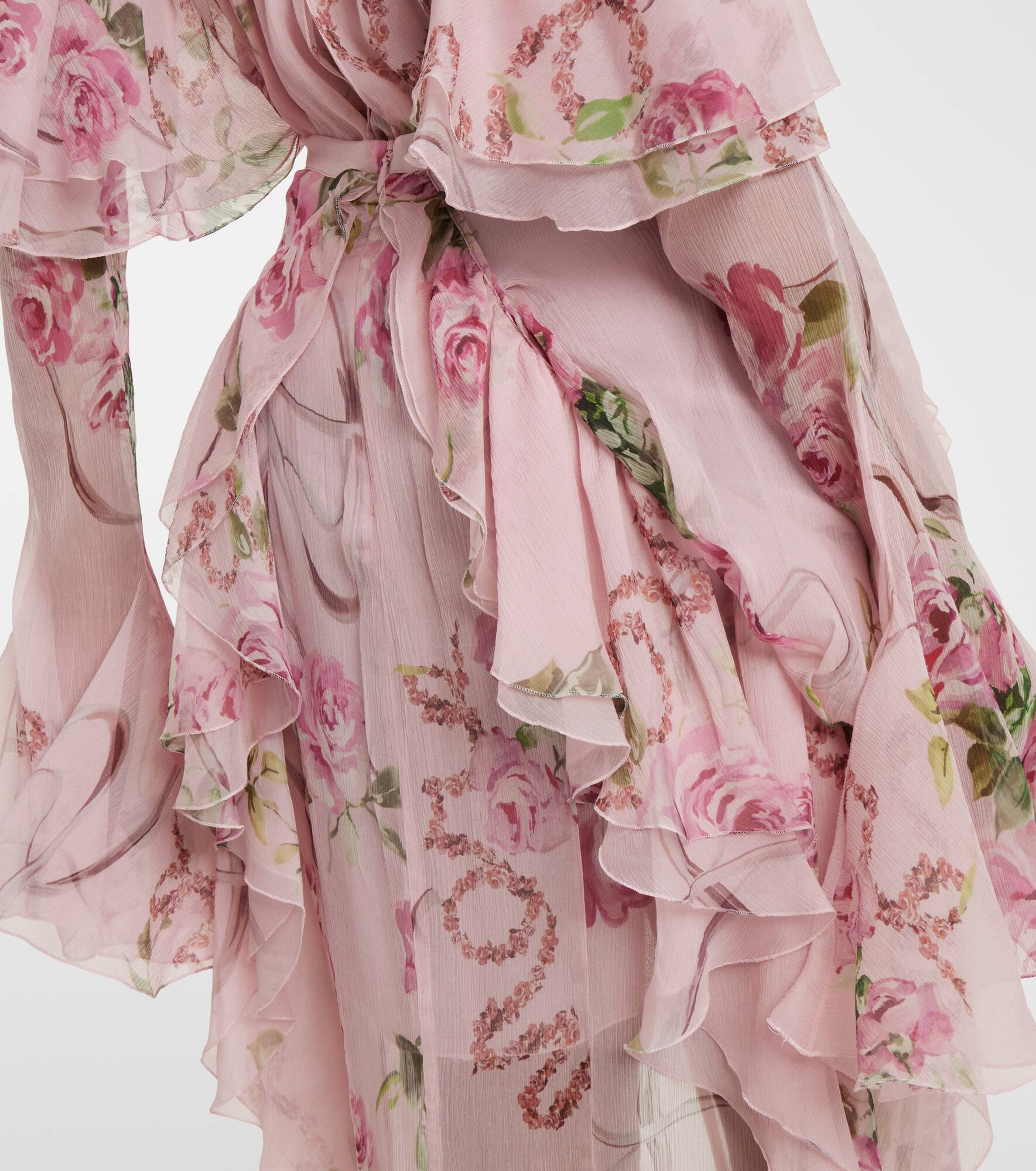 Floral silk creponne maxi skirt - 5