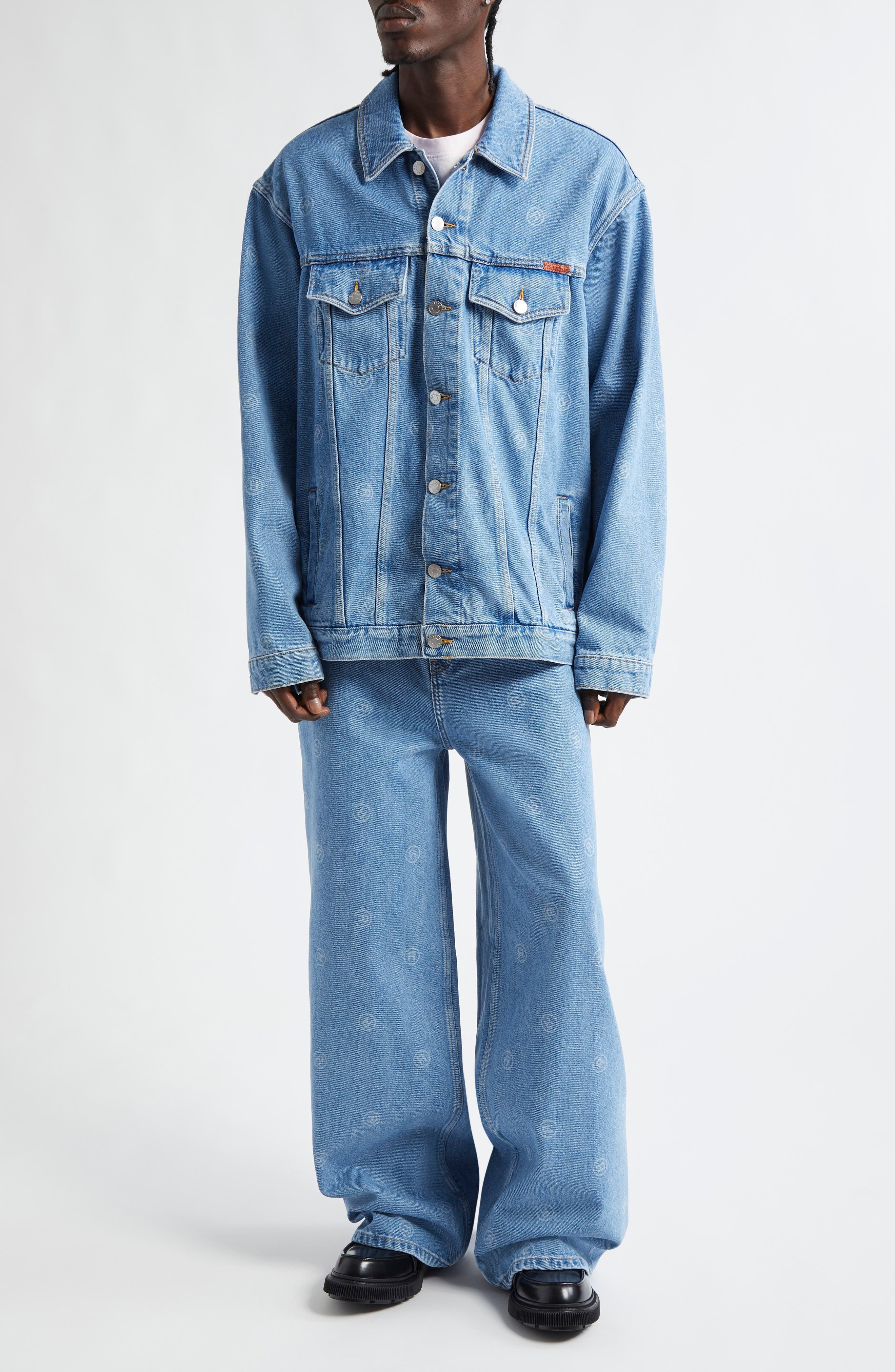 Martine Rose Oversize Denim Trucker Jacket in All Over Blue at Nordstrom - 2