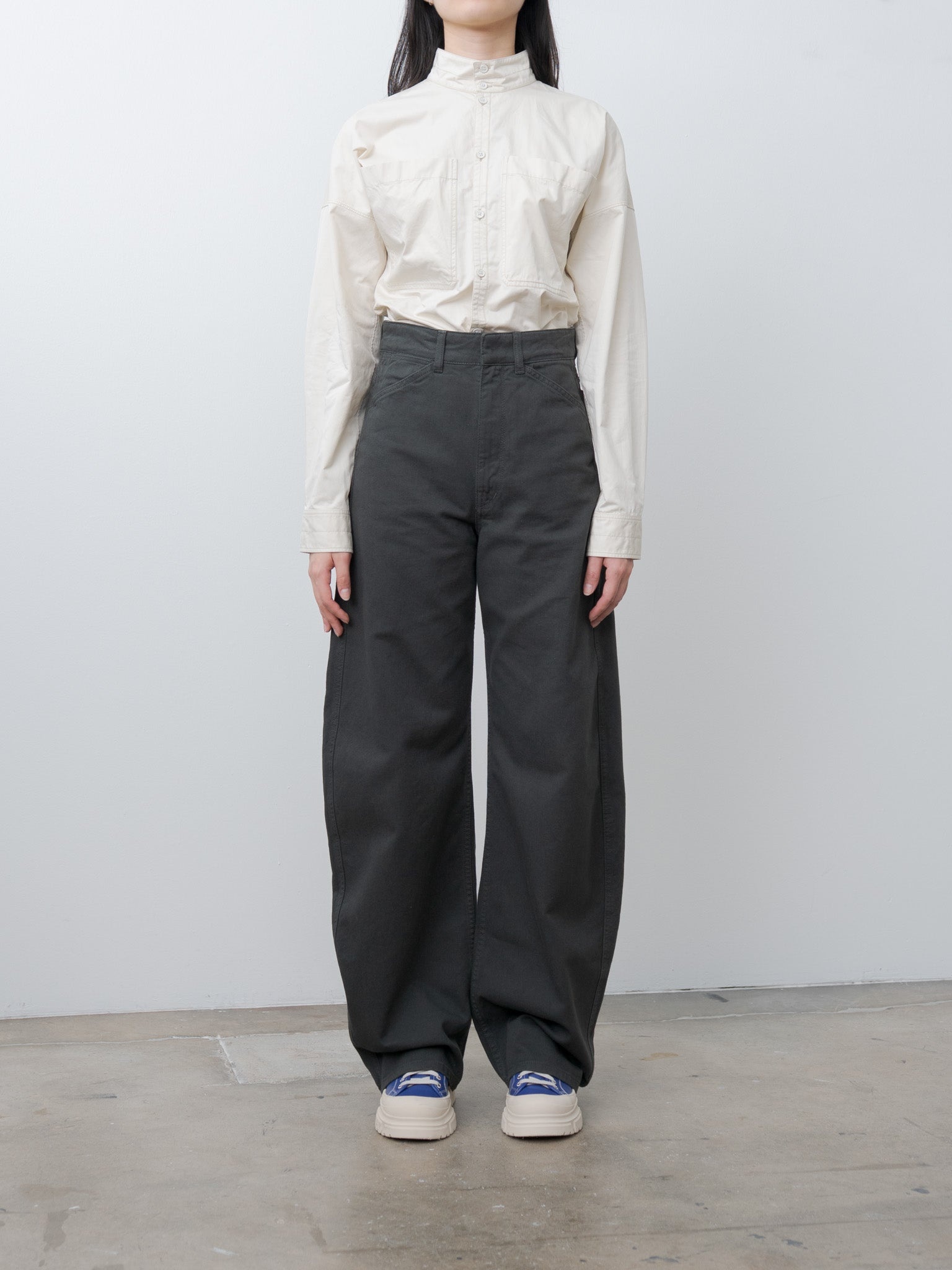 High Waisted Curved Pants - Carbon Blue - 4
