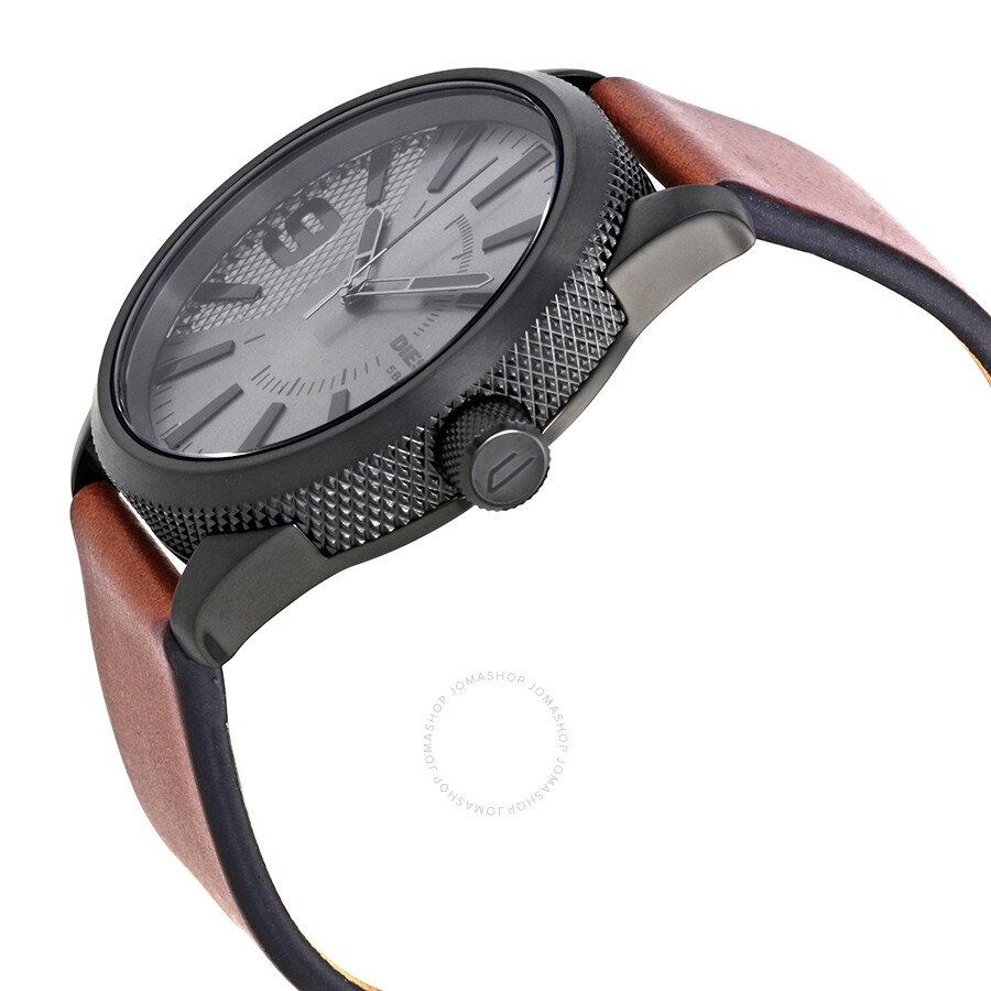 Diesel Rasp Grey Dial Brown Leather Men's Watch DZ1764 - 2