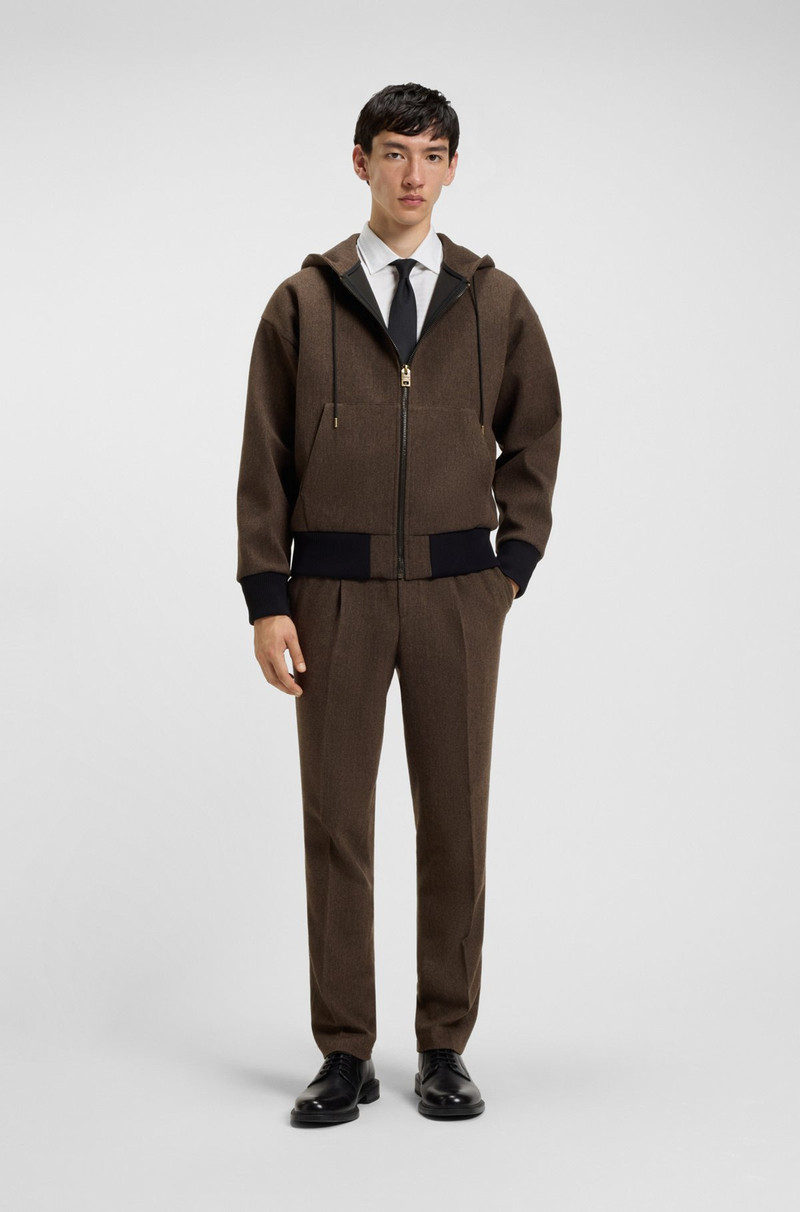 HUGO MODERN-FIT HOODED JACKET IN HERRINGBONE CLOTH outlook