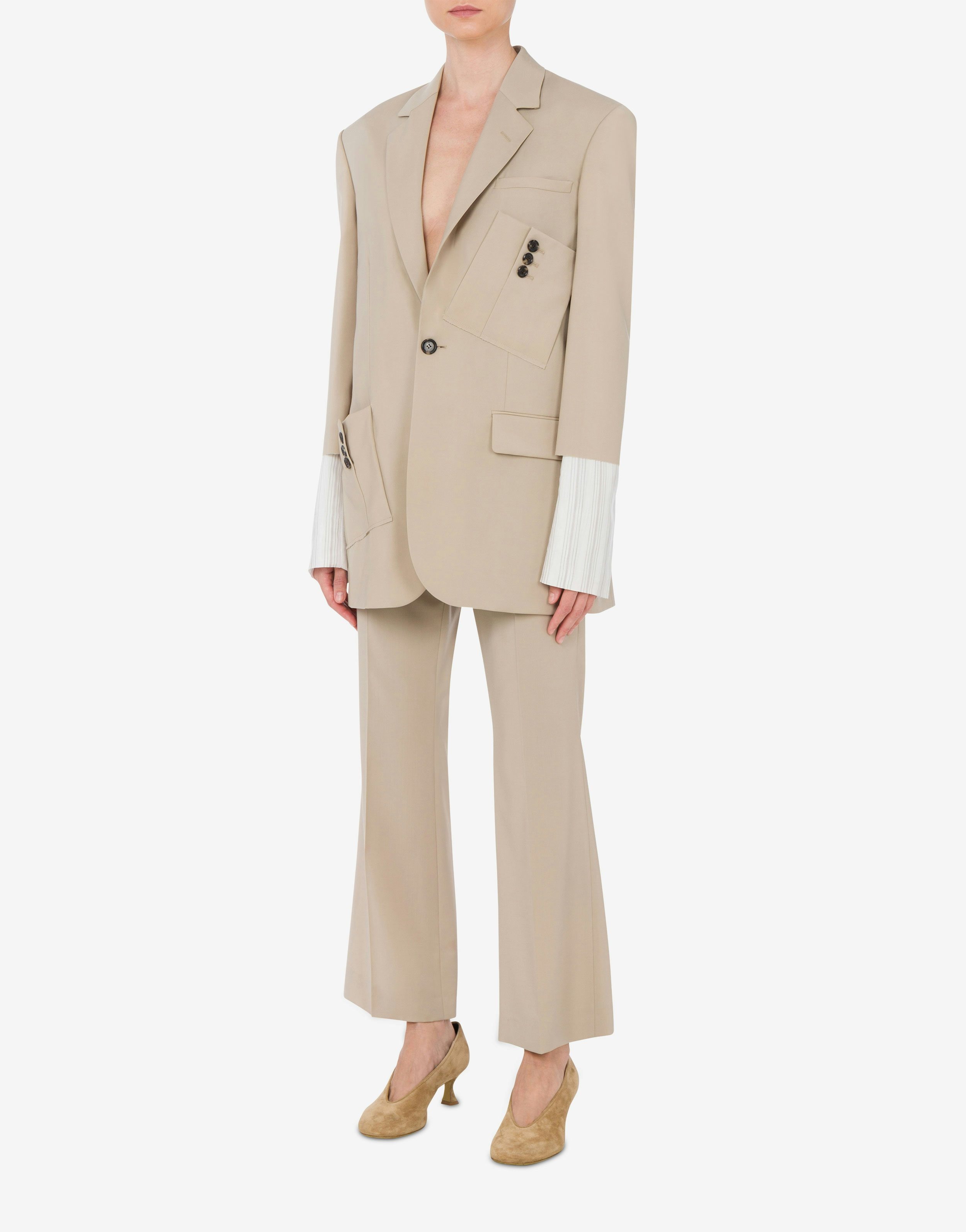 WOOL CANVAS JACKET WITH CUFF DETAILS - 2