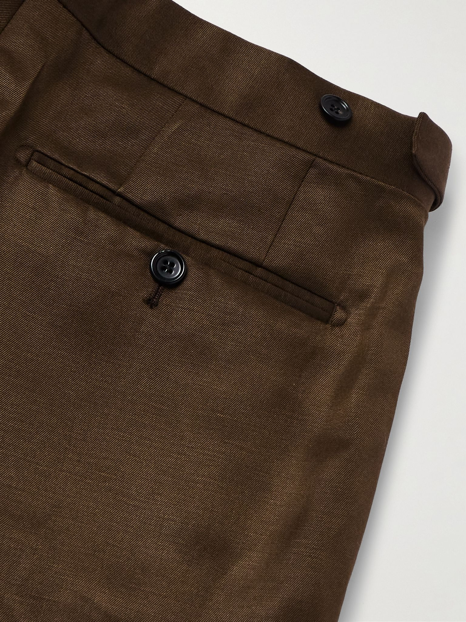 Dyllan Straight-Leg Silk and Linen-Blend Twill Suit Trousers Brown - 4