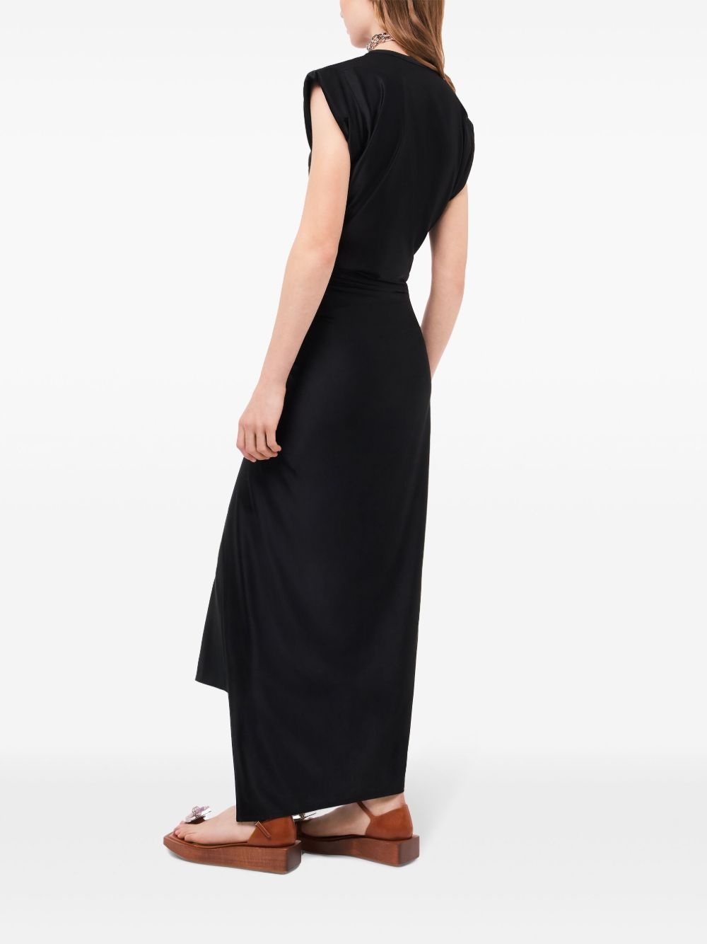 gathered-detail draped midi dress - 4