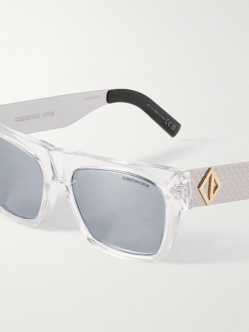 CD Diamond S8I Square-Frame Acetate and Monogrammed Silver-Tone Sunglasses Silver 3