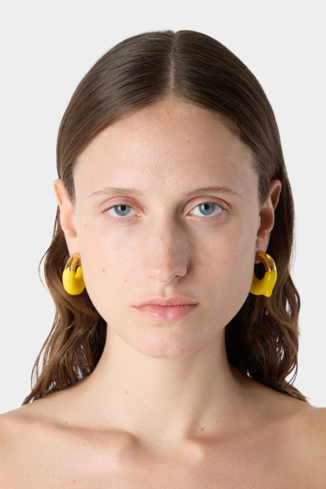 SMALL RUBBERIZED EARRINGS GOLD / yellow - 3