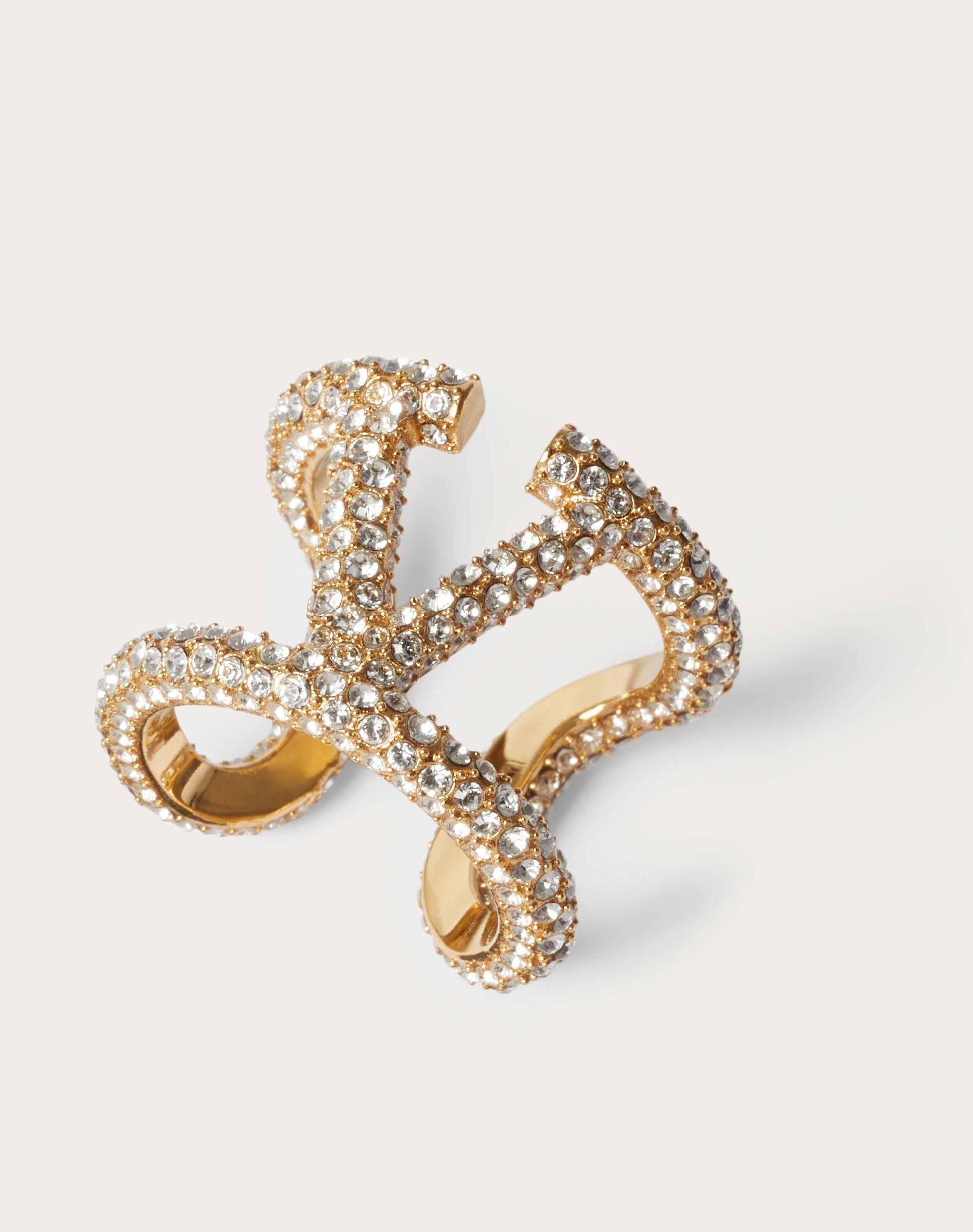 VLOGO SIGNATURE RING IN METAL AND SWAROVSKI® CRYSTALS - 2