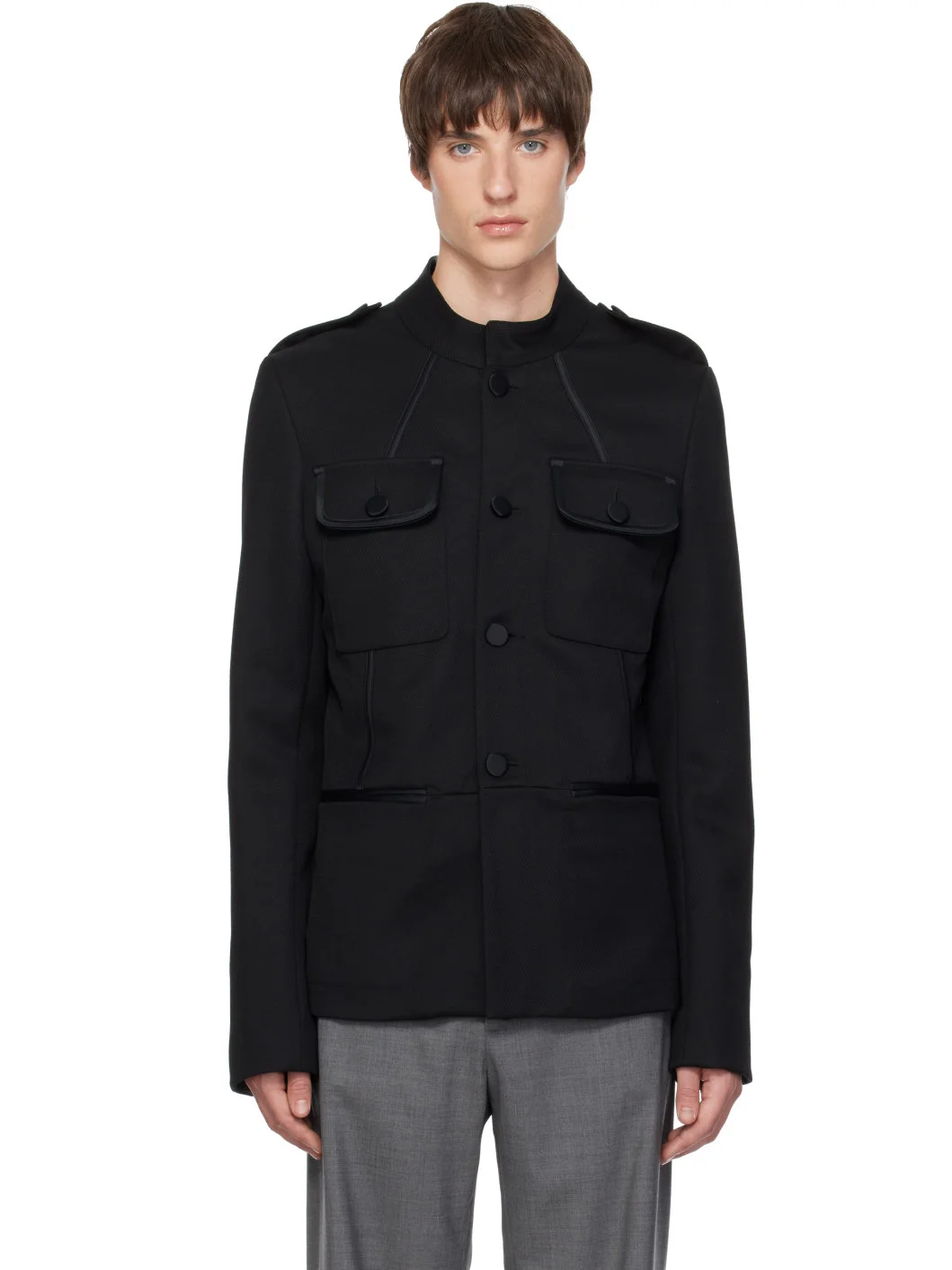Black Twill Blouson Jacket - 1