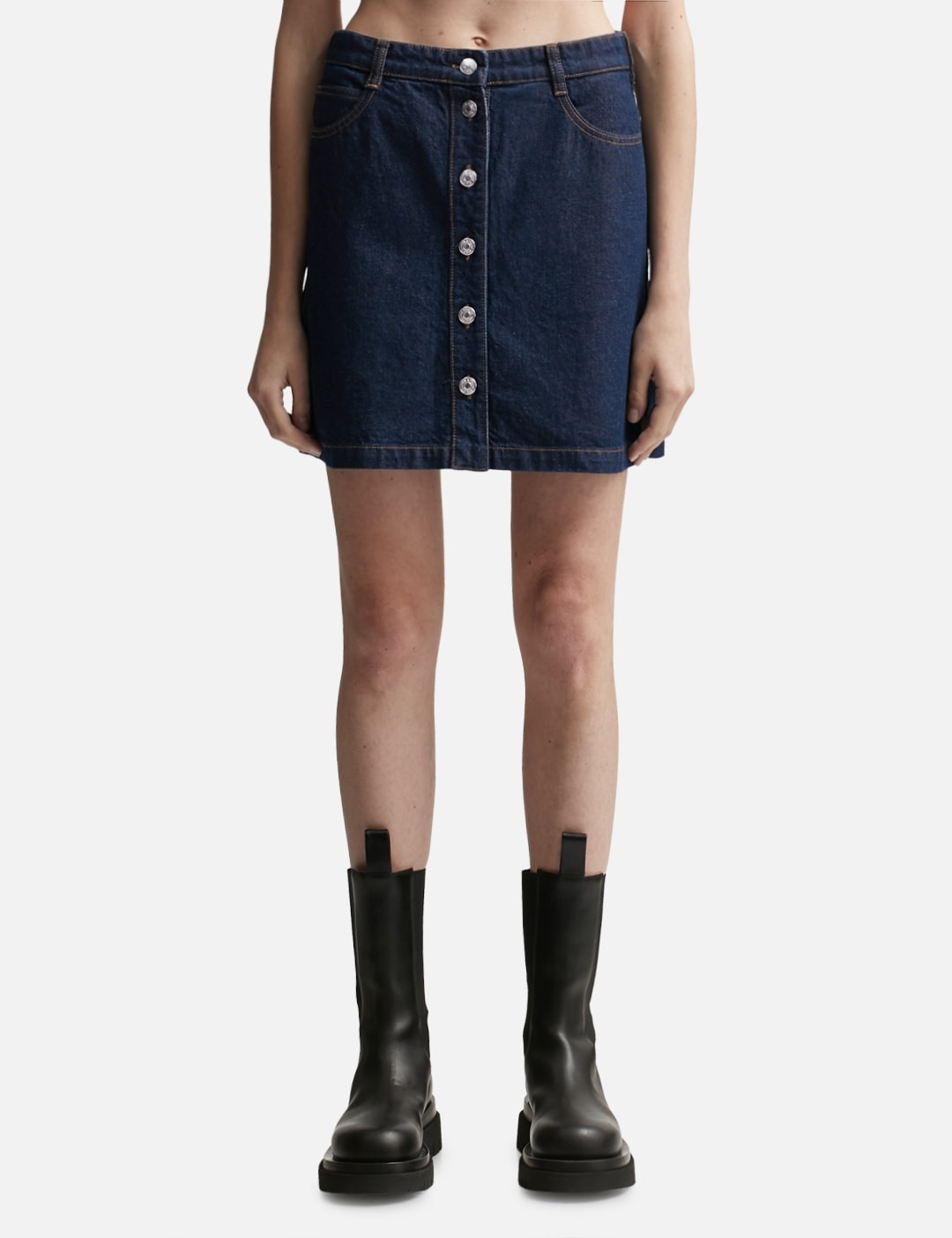 BUTTONED DENIM MINI SKIRT - 1