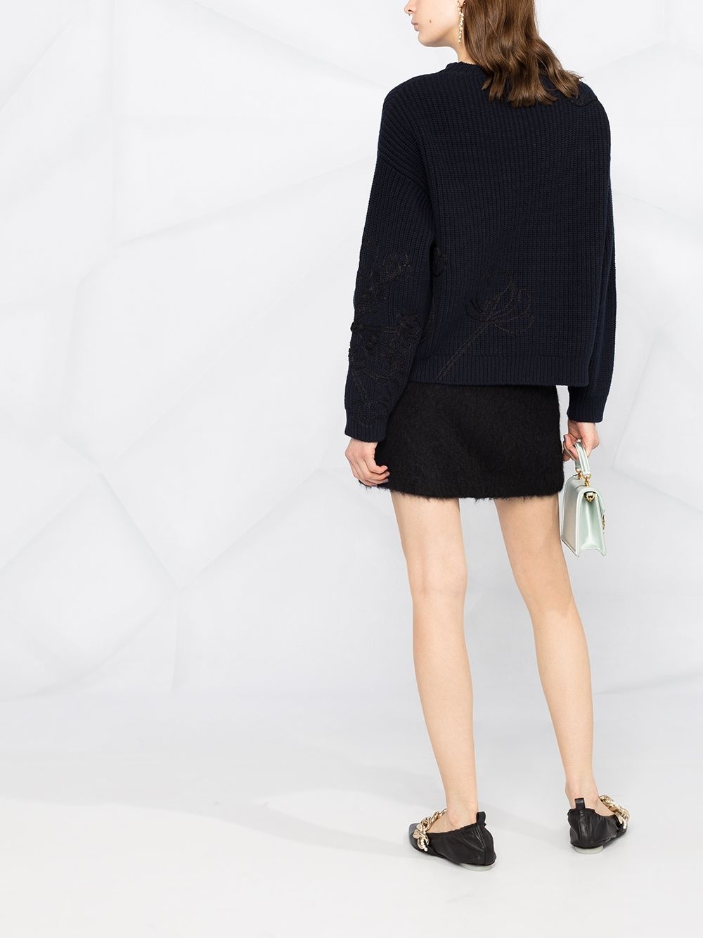 floral-embroidered knitted jumper - 4