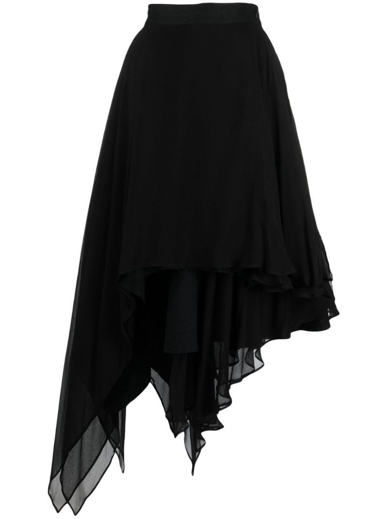 asymmetric tulle midi skirt - 1