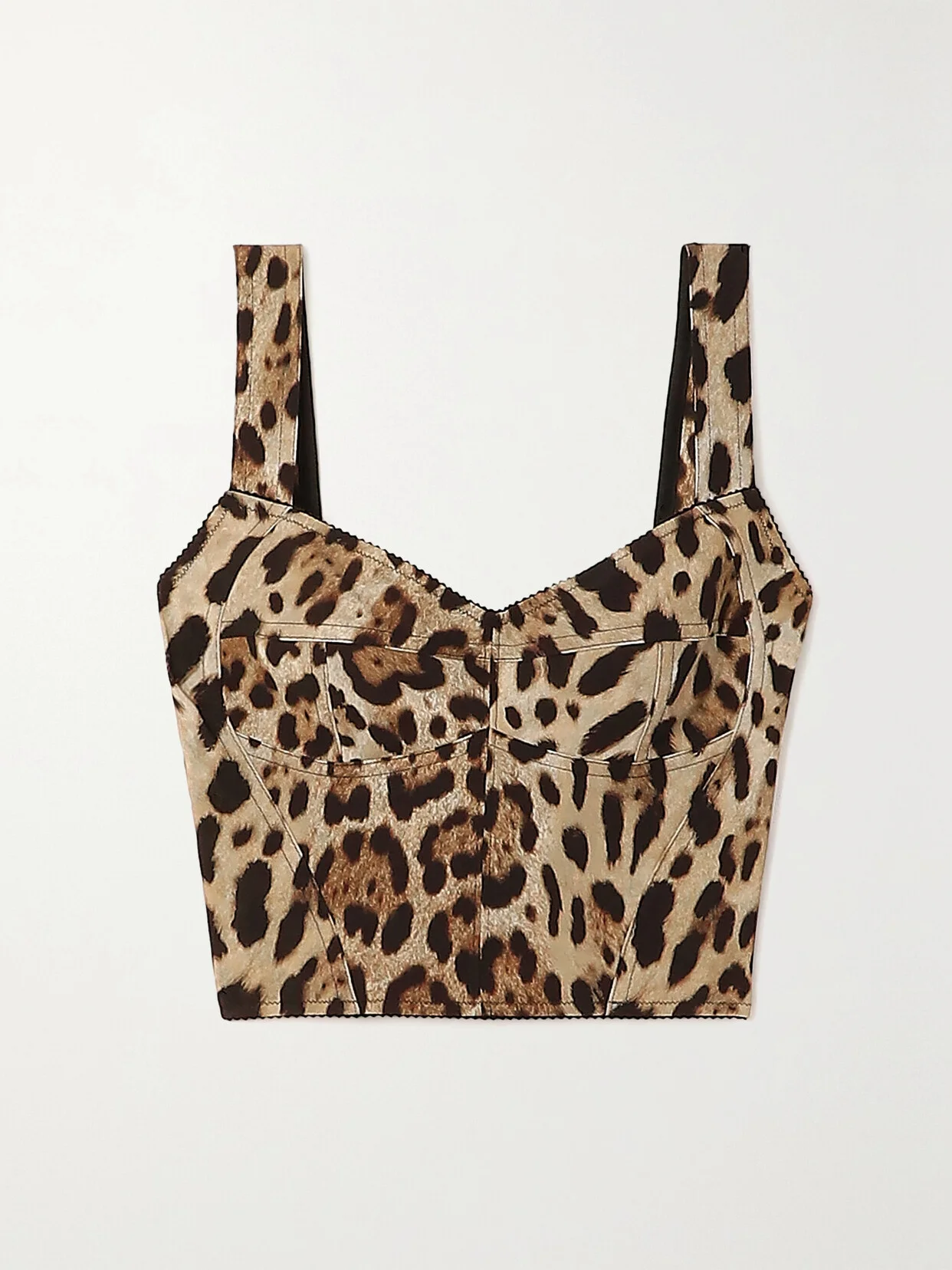 Cropped Leopard-print Stretch-canvas Bustier Top - 1
