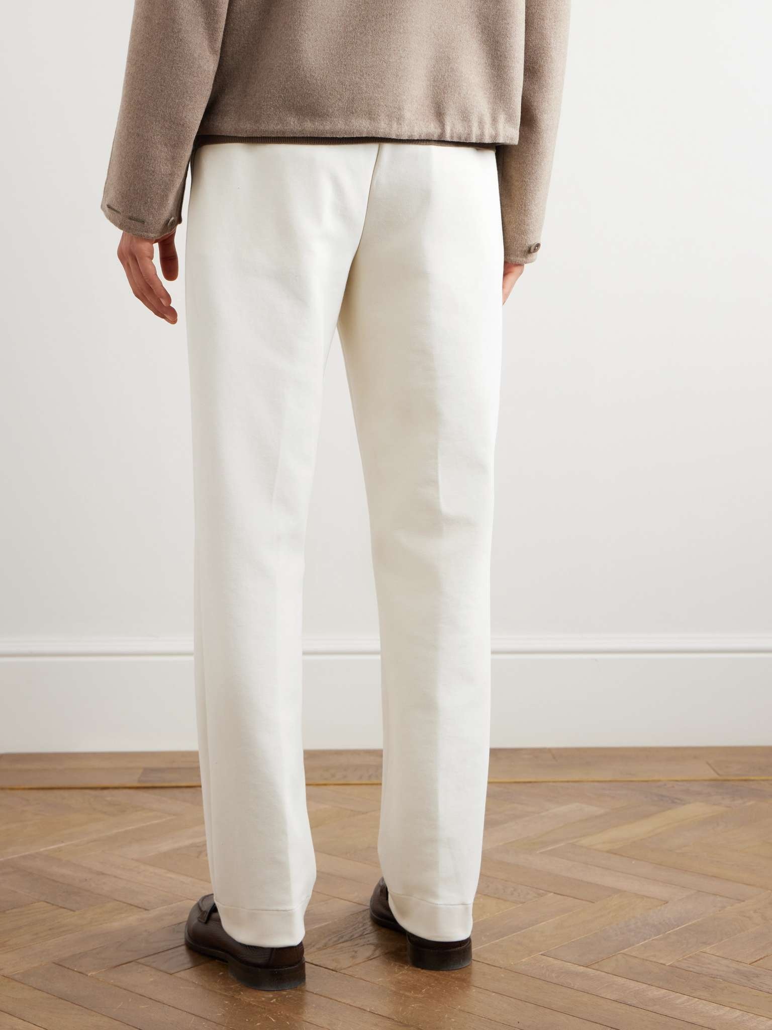 Straight-Leg Cotton-Blend Jersey Trousers - 4