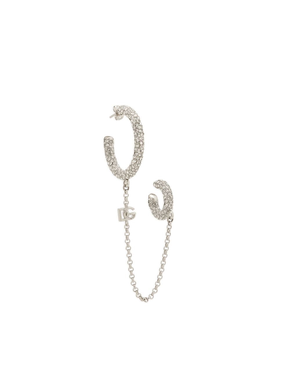 logo-lettering crystal-embellished earrings - 2