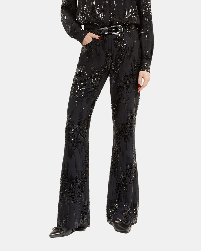BLACK SEQUINNED FLARE PANTS 4