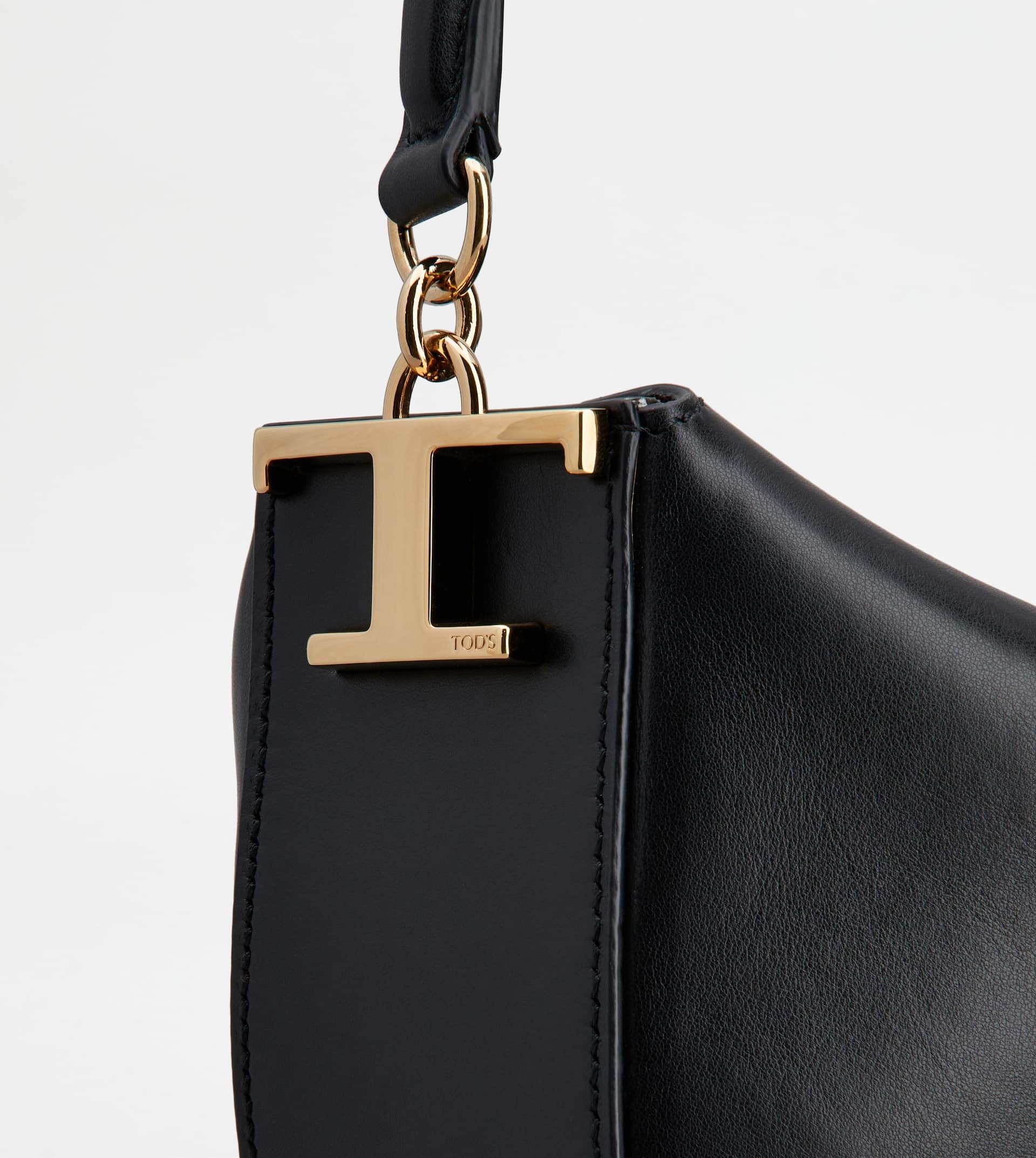 TOD'S T CASE HOBO BAG IN LEATHER MINI - BLACK - 6