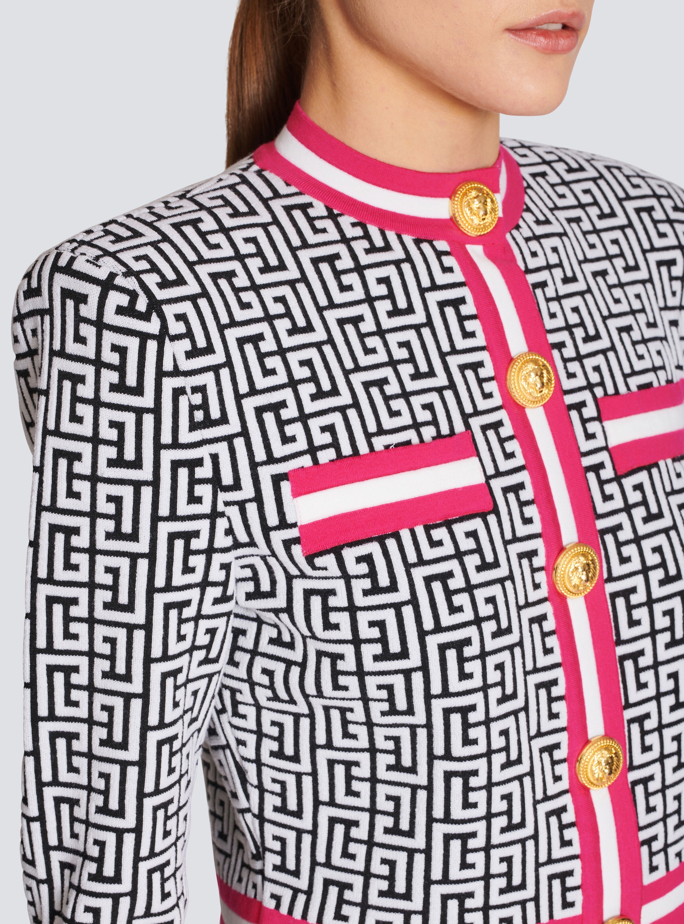Knit cardigan with Balmain monogram - 8
