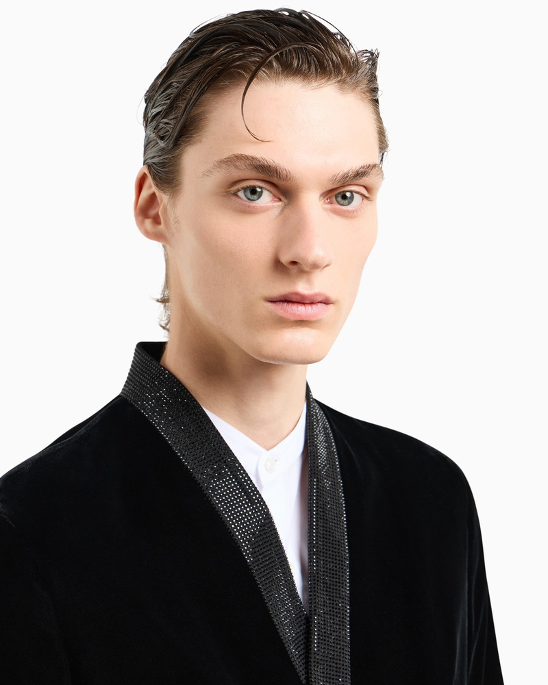 Double-breasted Giorgio’s jacket in stretch velvet 5
