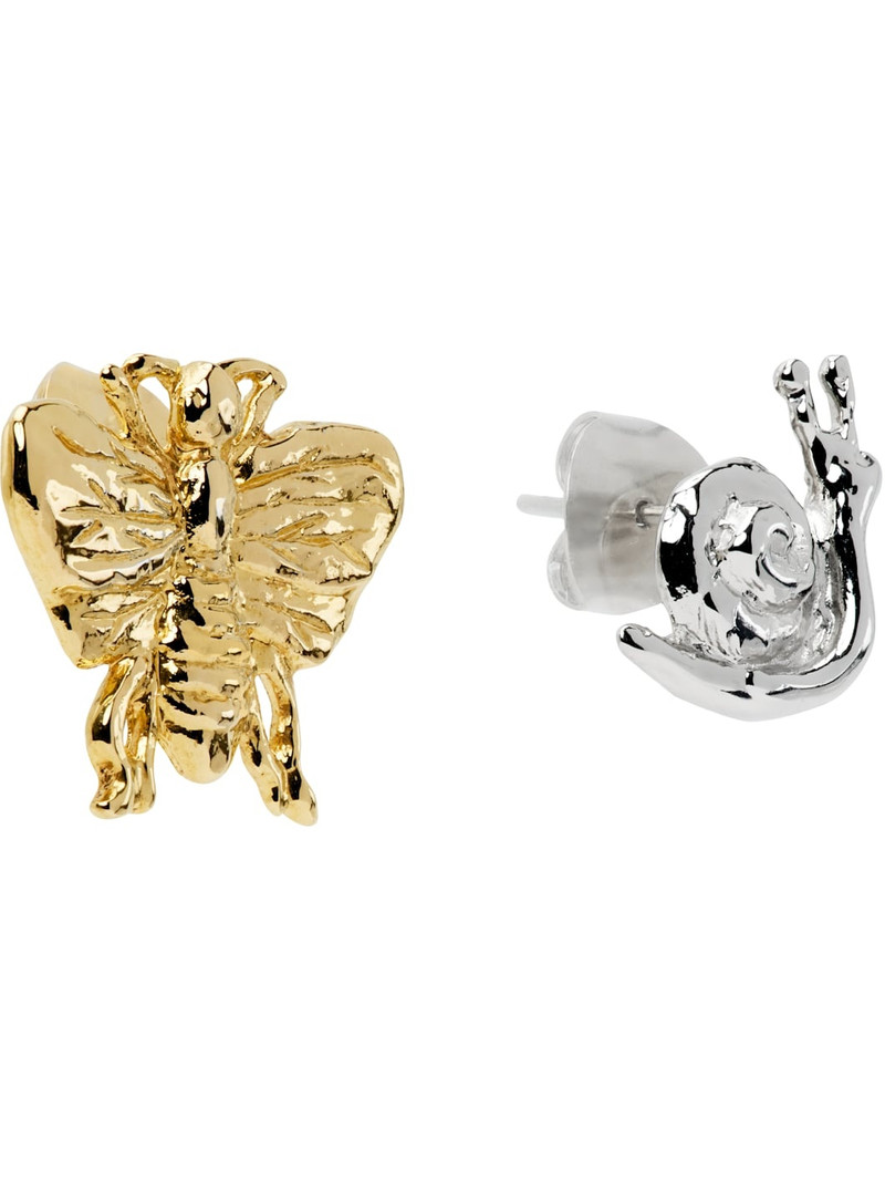 Chopova Lowena Silver & Gold Moth Best Bugs Stud Earrings outlook