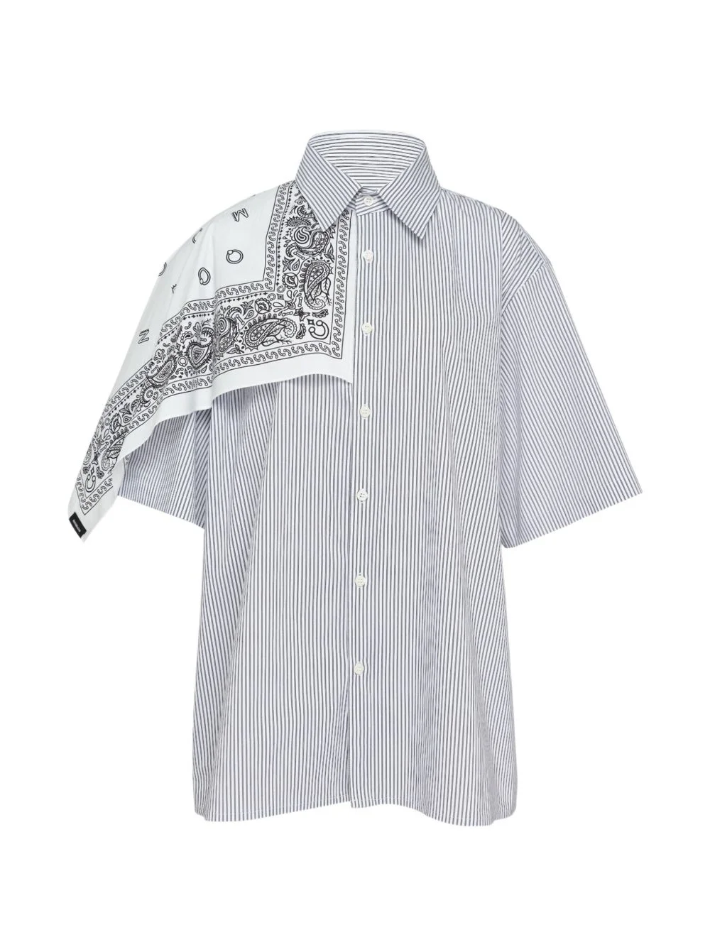 bandana-detail striped shirt - 1
