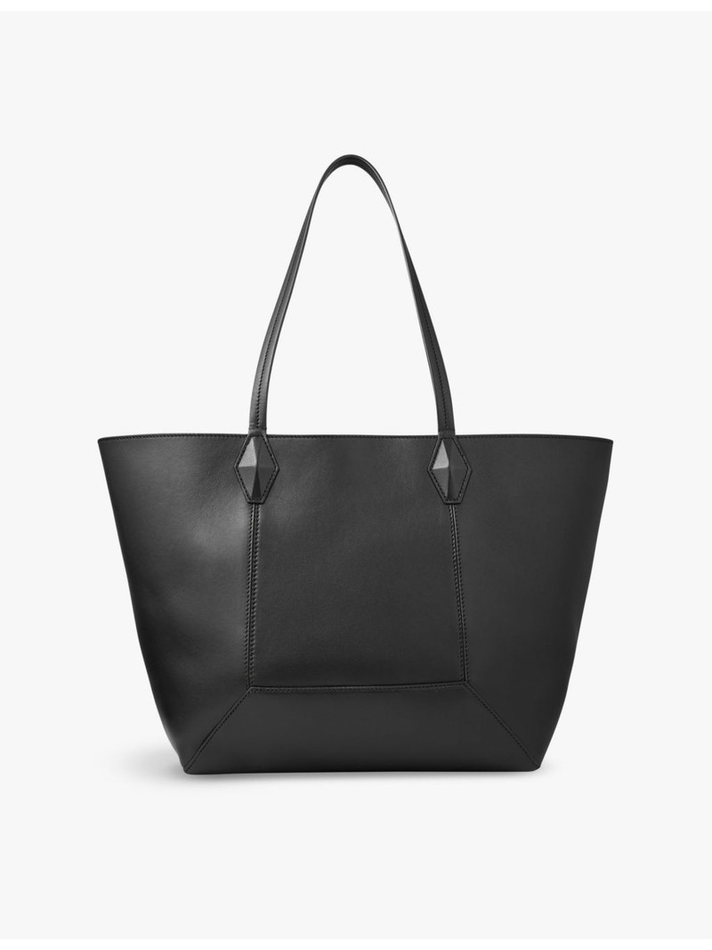 Diamond logo-embossed medium leather tote bag 3