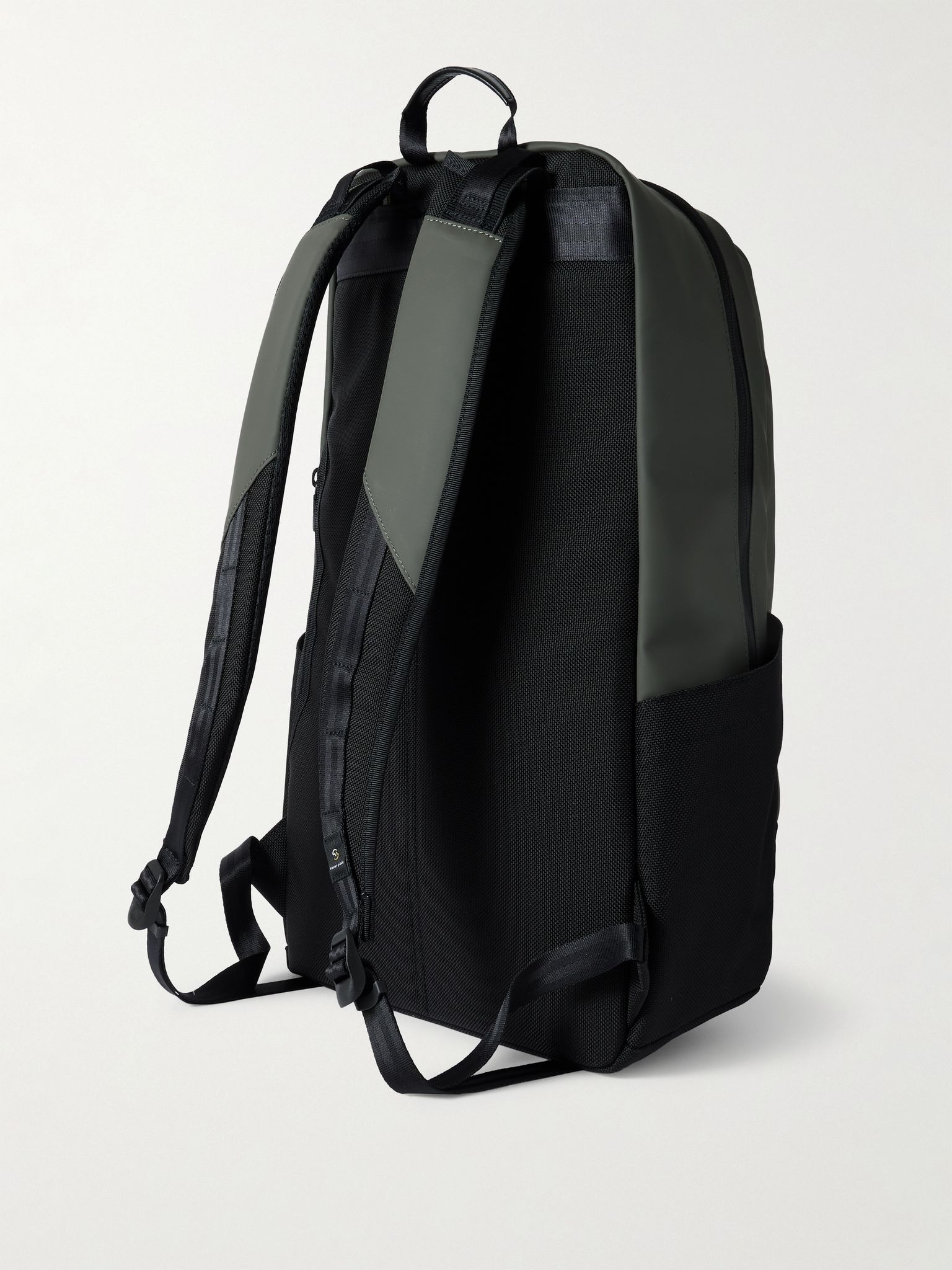 Slick Logo-Appliquéd Leather and CORDURA® Ballistic Nylon Backpack Gray - 3